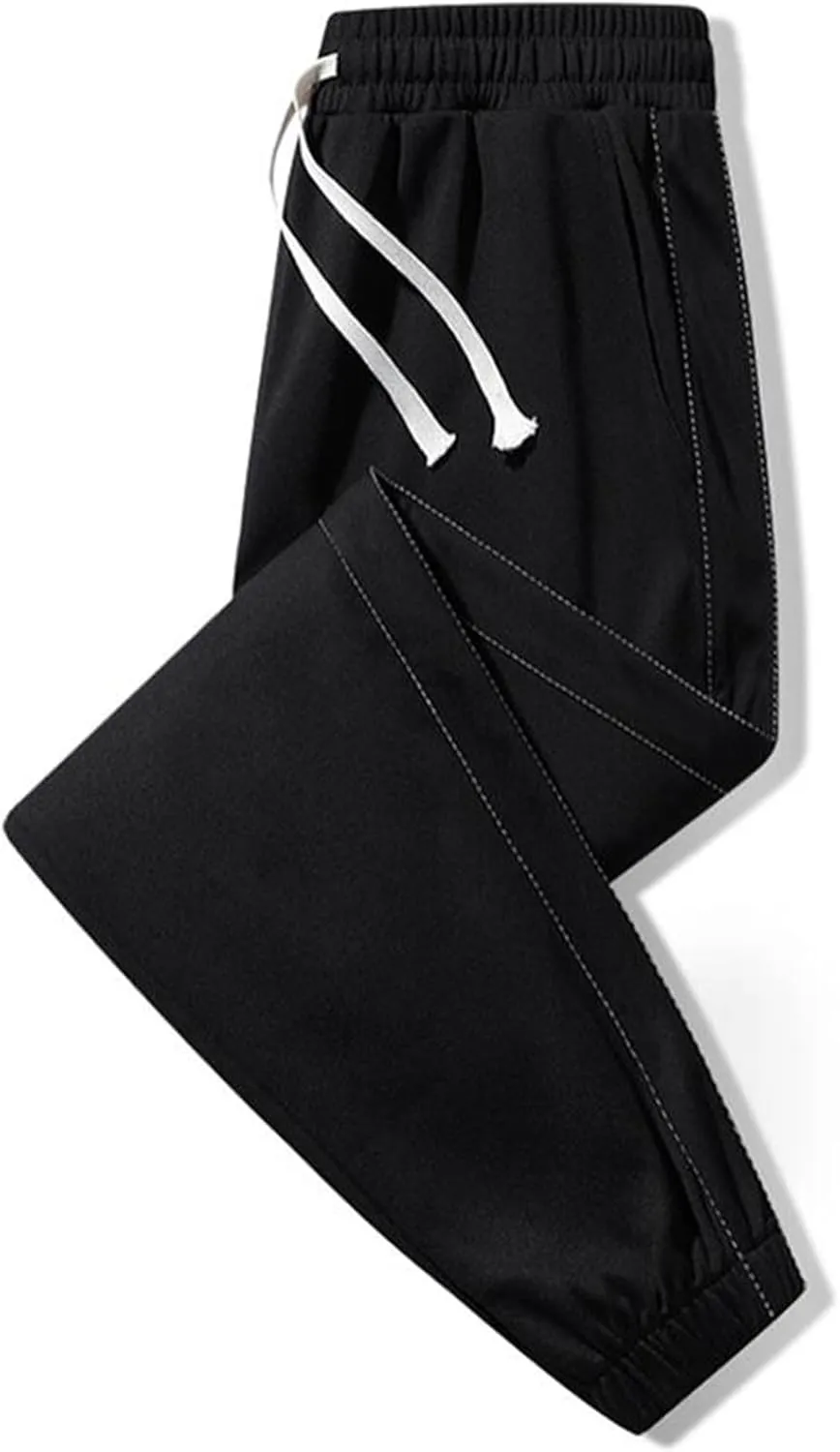 2023 Mens Lightweight Sweatpants Loose Athletic Workout Joggers Stylish Elastic Waist Drawstring Trousers Plus Size Bottoms