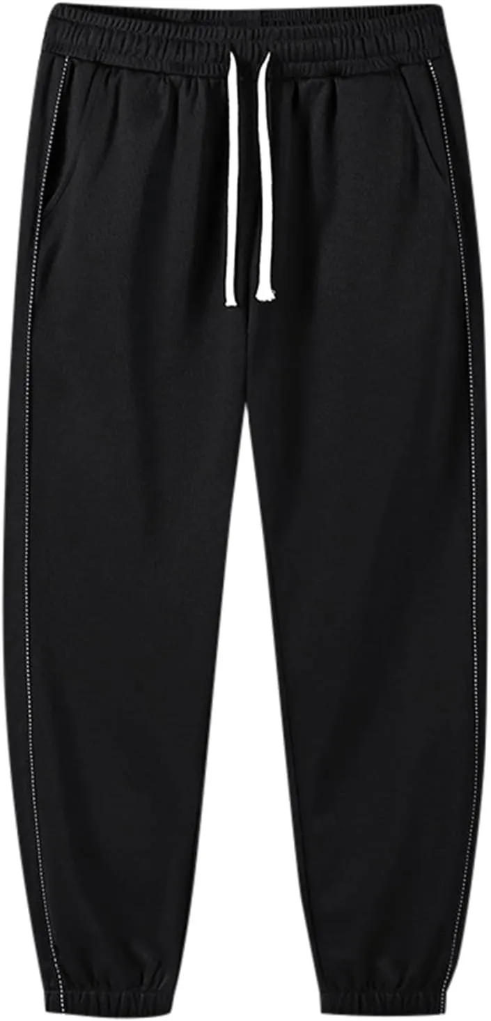 2023 Mens Lightweight Sweatpants Loose Athletic Workout Joggers Stylish Elastic Waist Drawstring Trousers Plus Size Bottoms