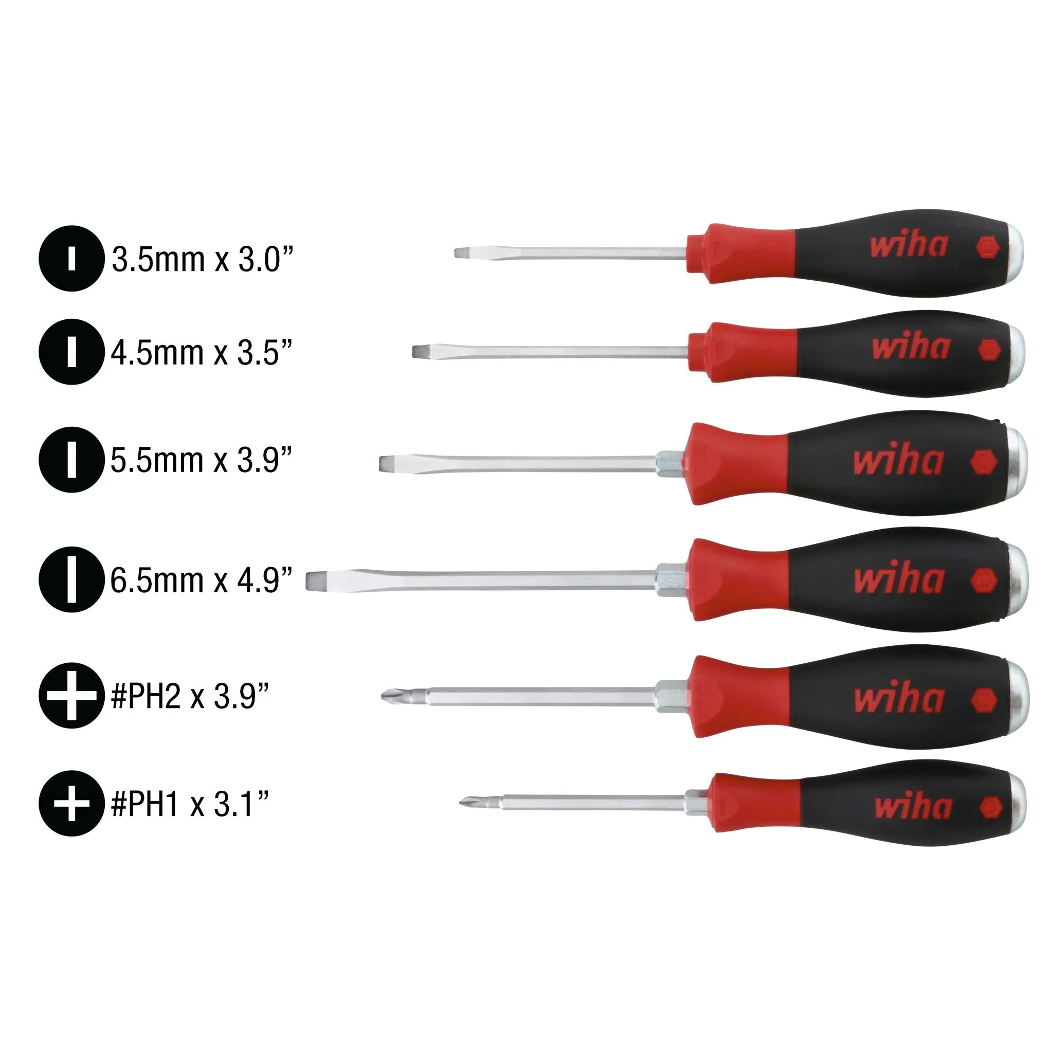 6 Piece SoftFinish XHeavy Duty Slotted and Phillips Screwdriver Set