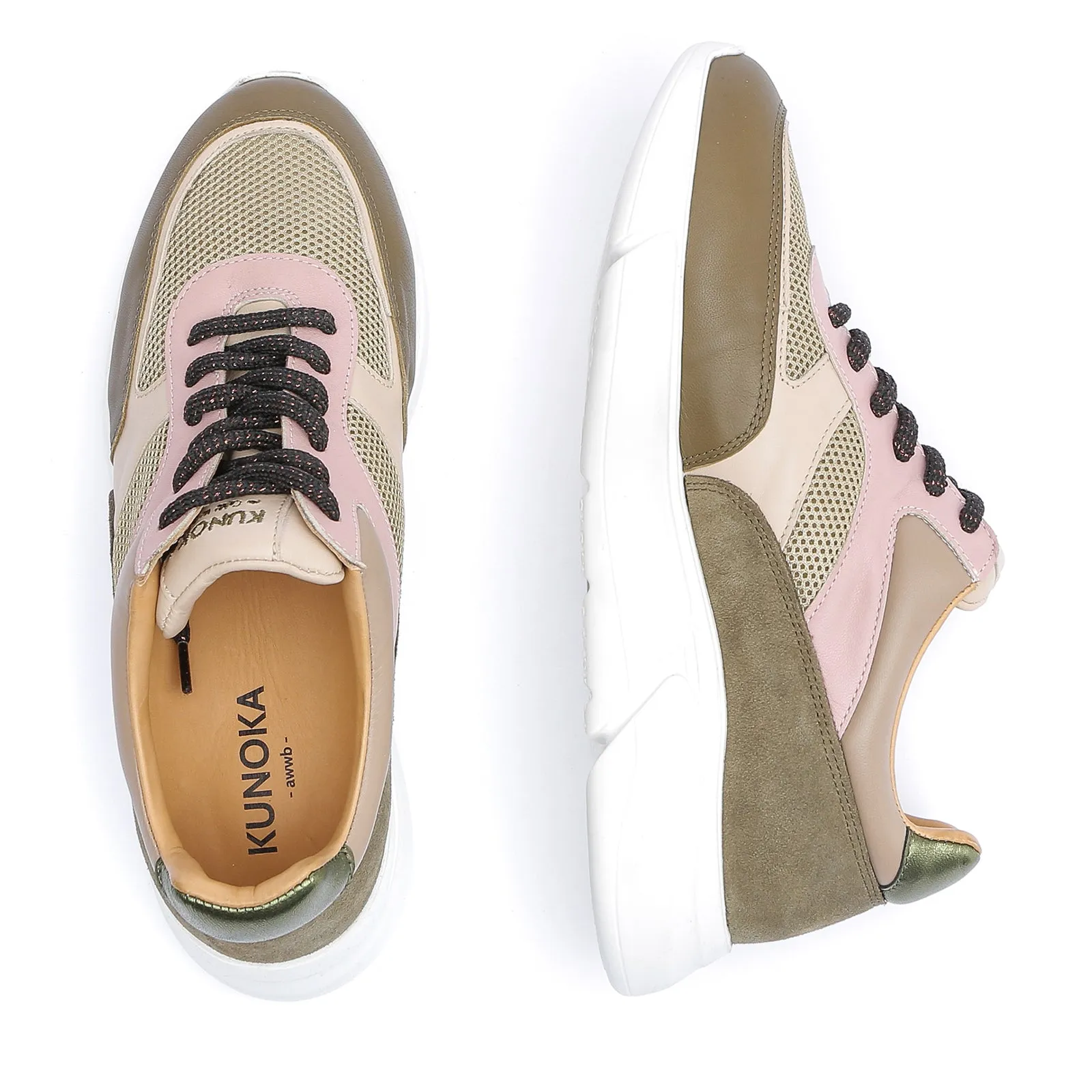 ARI platform sneaker - beige and khaki