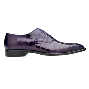 Belvedere Mare 2P7 Shoes Men's Purple Genuine Ostrich & Eel Split-Toe Oxfords (BV2028)