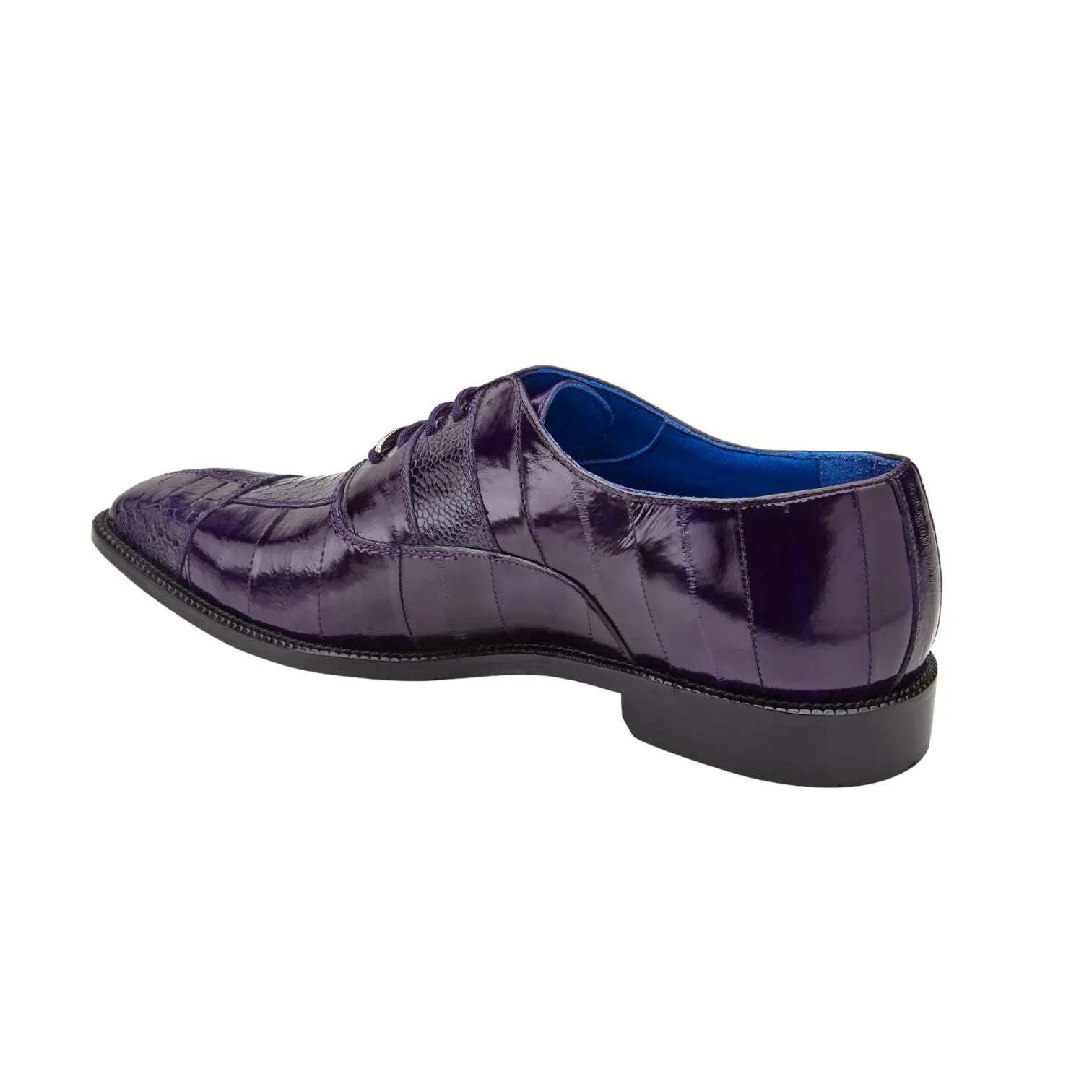 Belvedere Mare 2P7 Shoes Men's Purple Genuine Ostrich & Eel Split-Toe Oxfords (BV2028)