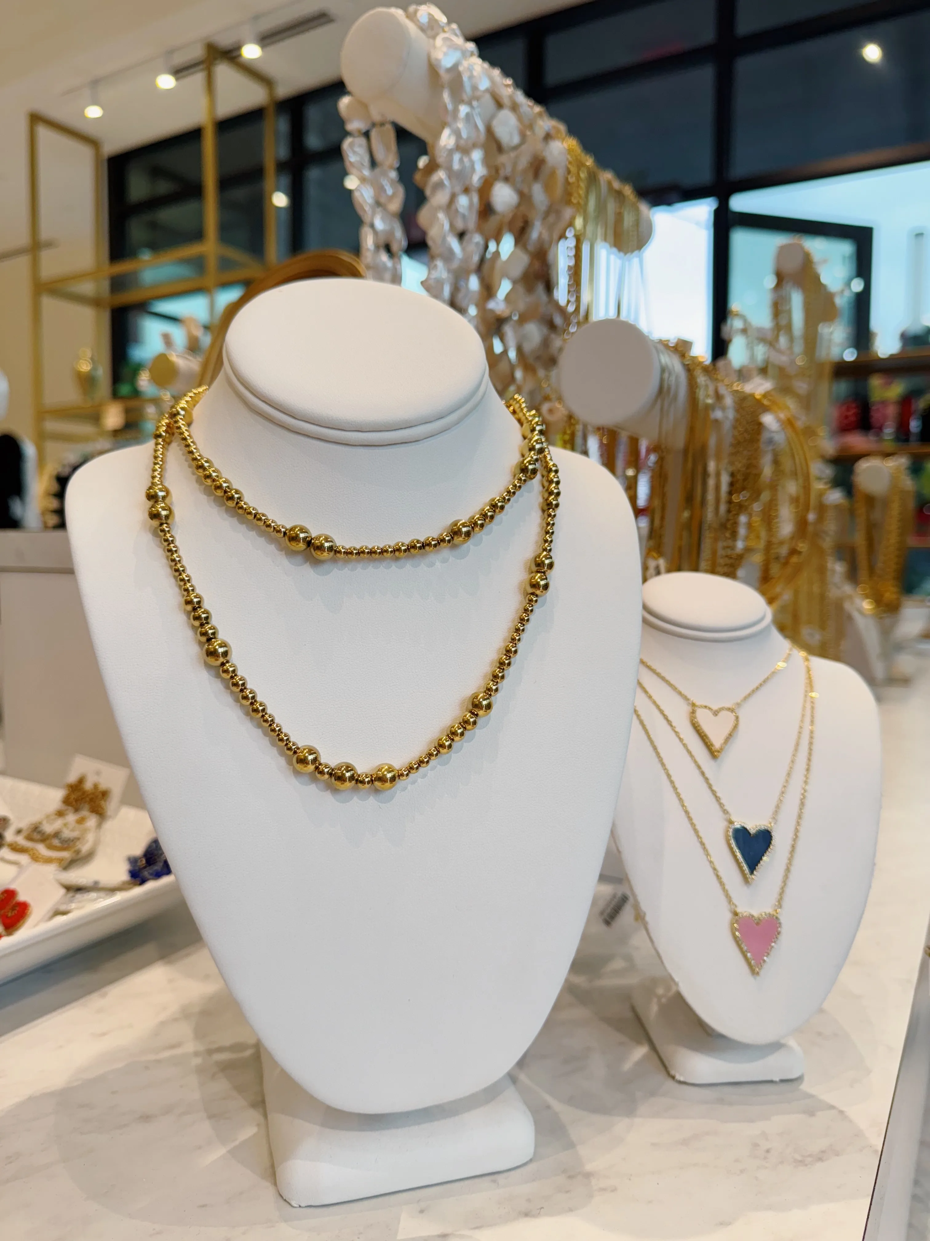 Bubble Bead Necklace - Gold - Water Resistant
