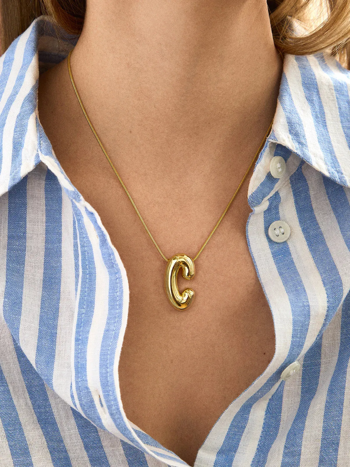 Bubble Initial Necklace - Gold - Water Resistant