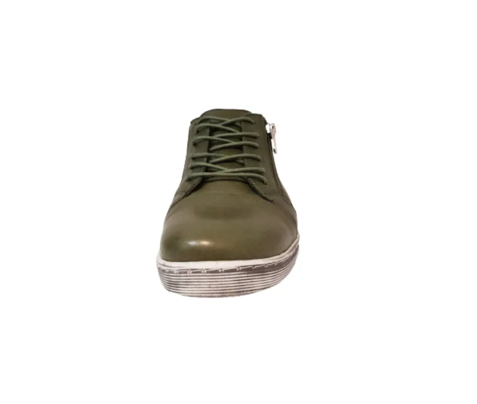 Cabello Comfort EG18 Khaki 6 Eyelet Zip Shoe Made In Turkey
