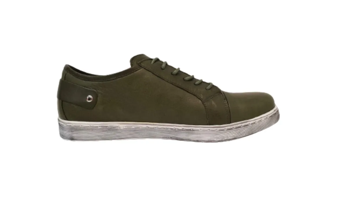 Cabello Comfort EG18 Khaki 6 Eyelet Zip Shoe Made In Turkey
