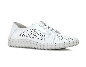 Cabello Comfort Sevil White 4 Eyelet Elastic Lace Up Shoe Made In Turkey