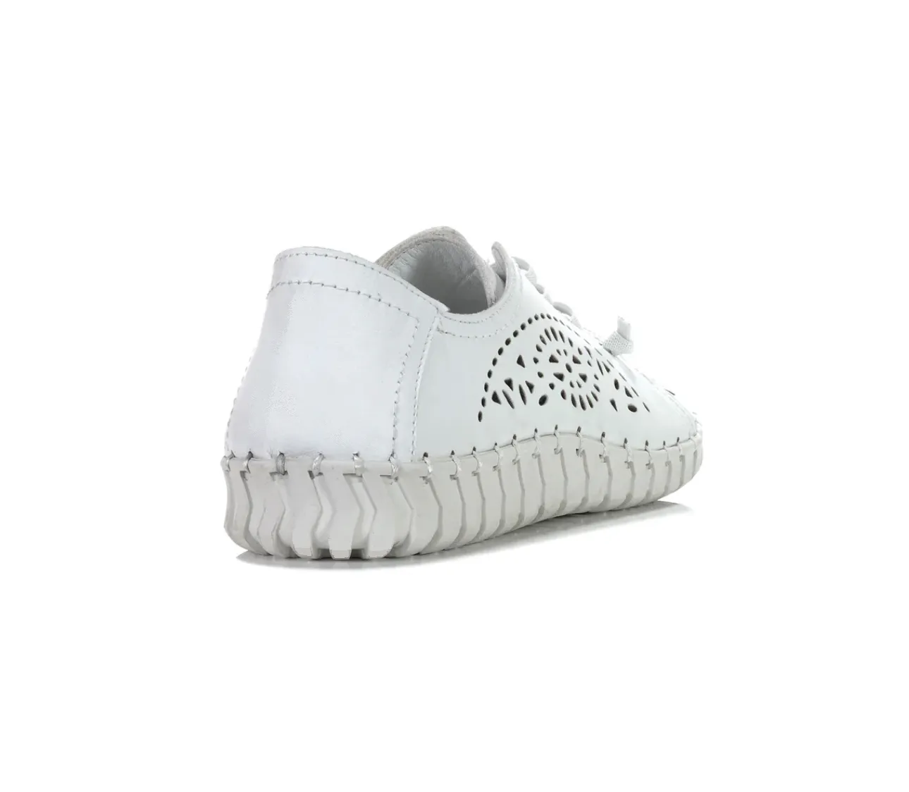 Cabello Comfort Sevil White 4 Eyelet Elastic Lace Up Shoe Made In Turkey