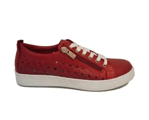 Cabello Comfort United Red Perforated 6 Eyelet Zip Shoe Made In Turkey