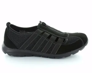 CC Resorts Christine Black Casual Walking Shoes With Elastic & Zip Upper
