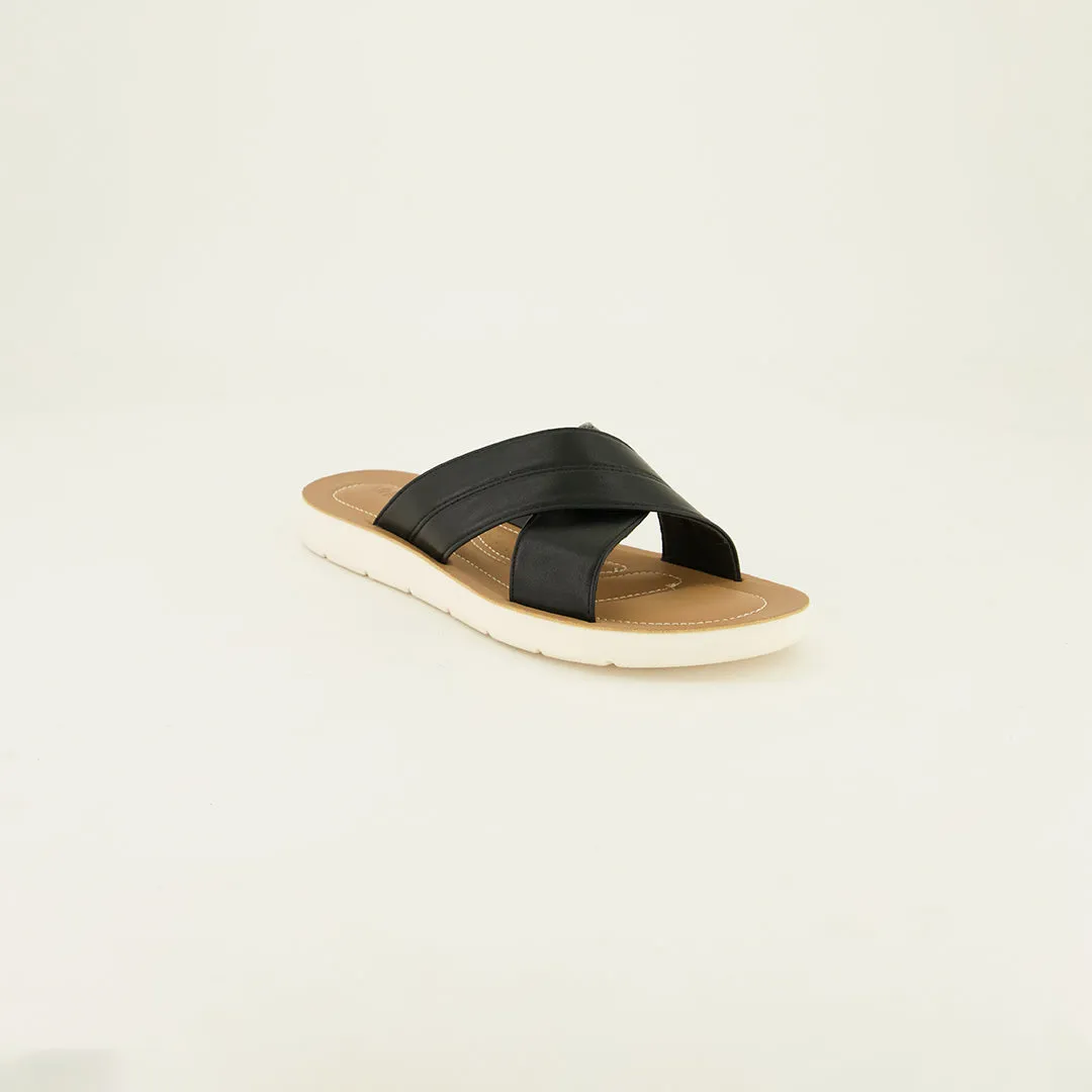 Ciarra Black Comfort Pu Sandal.