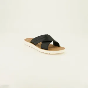 Ciarra Black Comfort Pu Sandal.