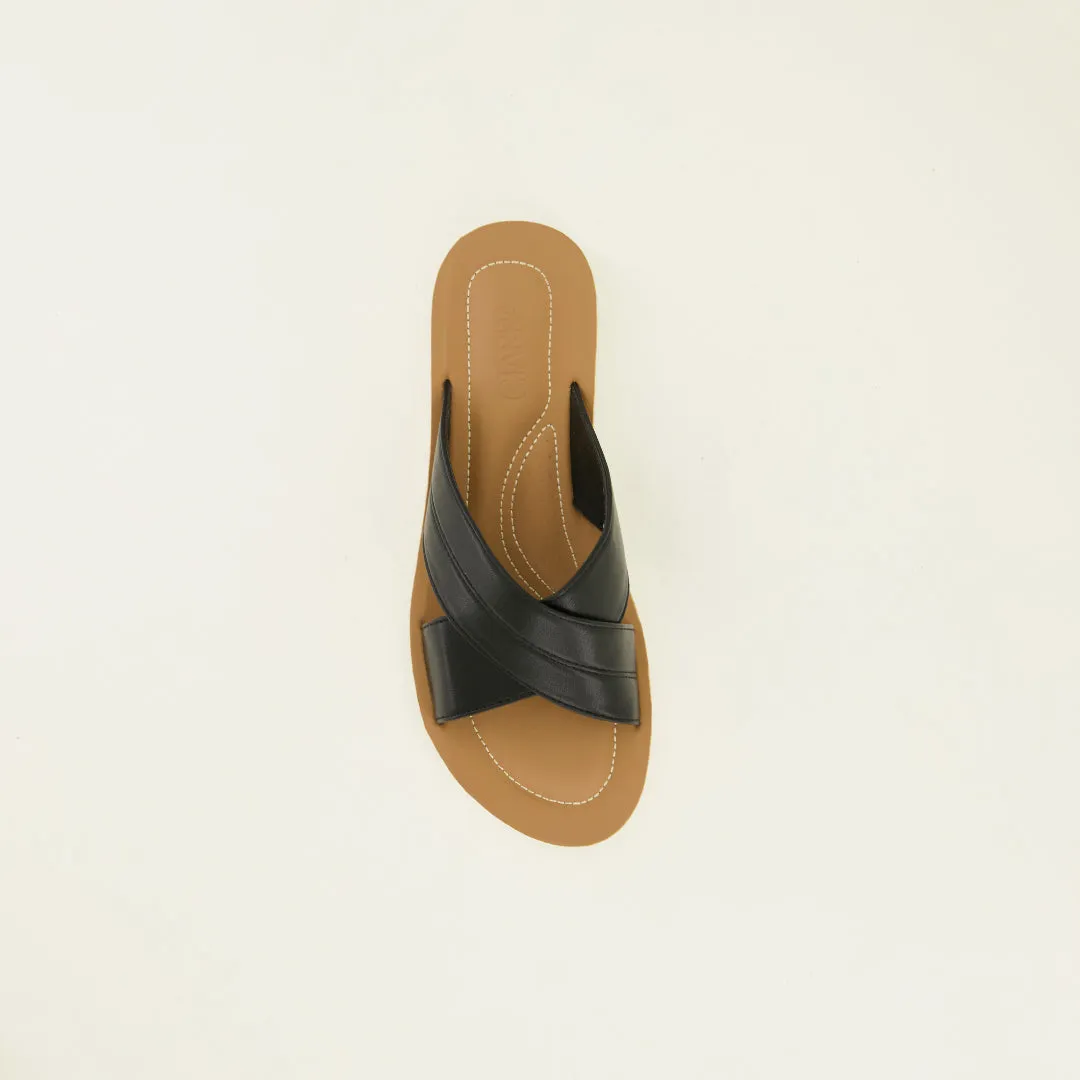 Ciarra Black Comfort Pu Sandal.