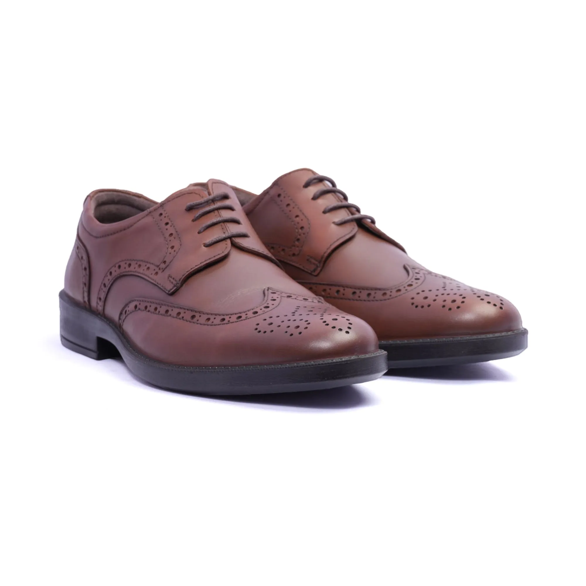 Comfort Plus Men's Leather Brogue Shoes Tan