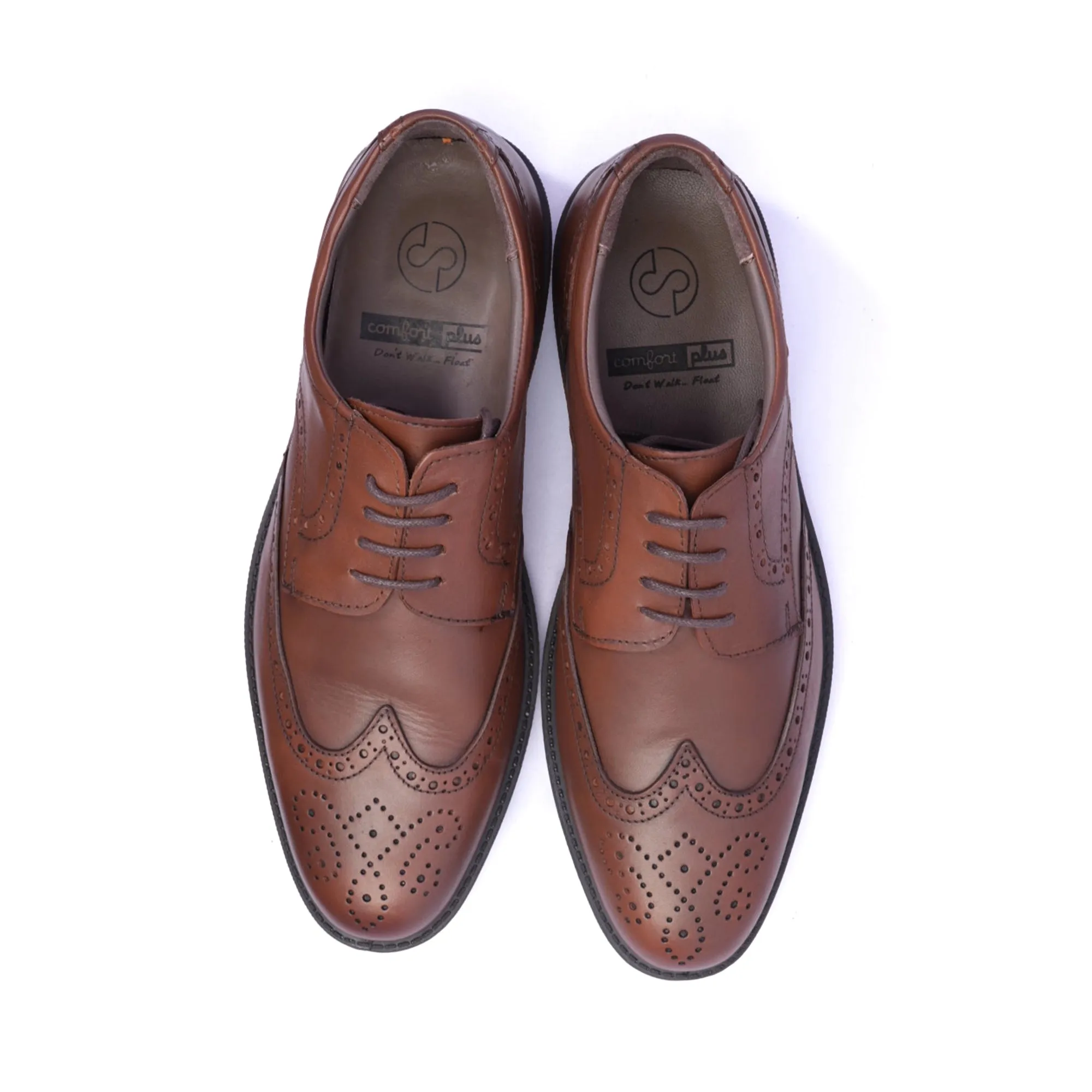 Comfort Plus Men's Leather Brogue Shoes Tan