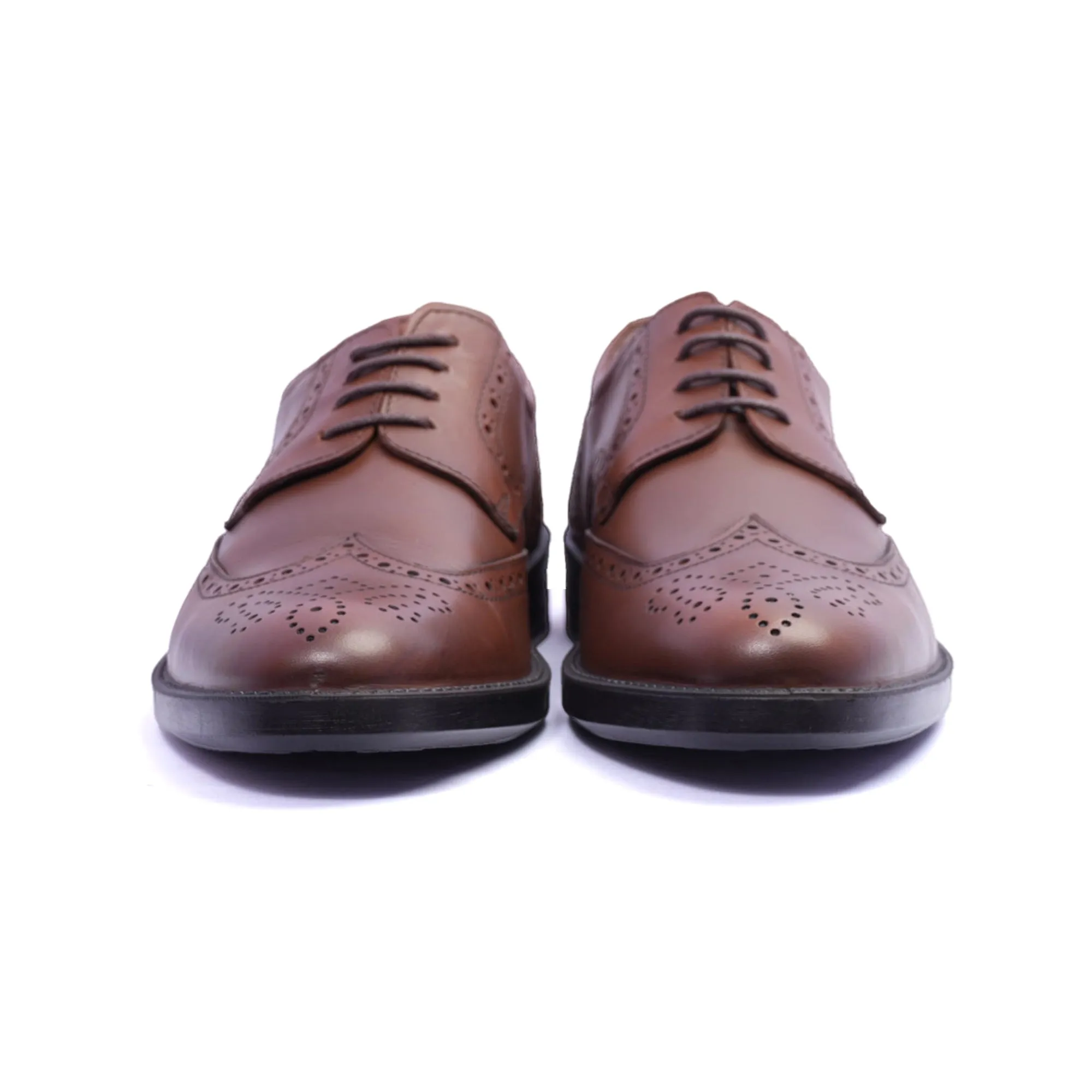Comfort Plus Men's Leather Brogue Shoes Tan