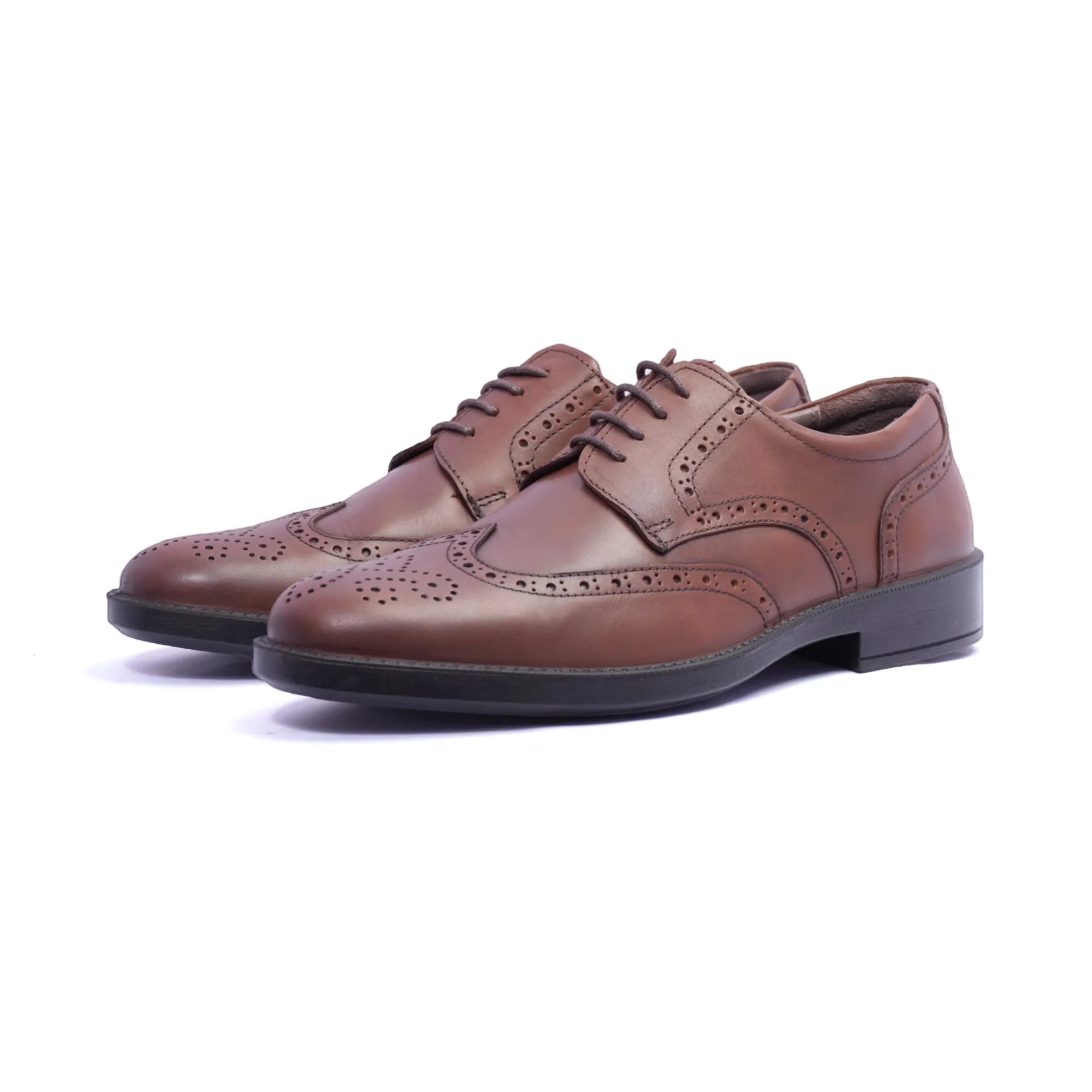 Comfort Plus Men's Leather Brogue Shoes Tan