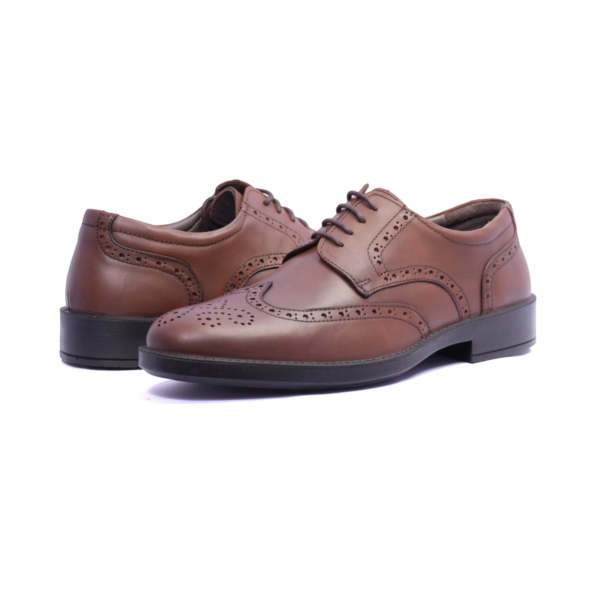 Comfort Plus Men's Leather Brogue Shoes Tan