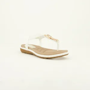 Comfort Thong Sandal.Gold Diamante Trim.