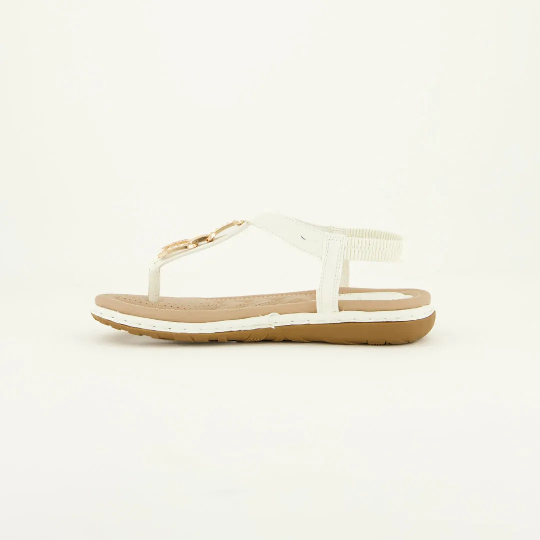 Comfort Thong Sandal.Gold Diamante Trim.