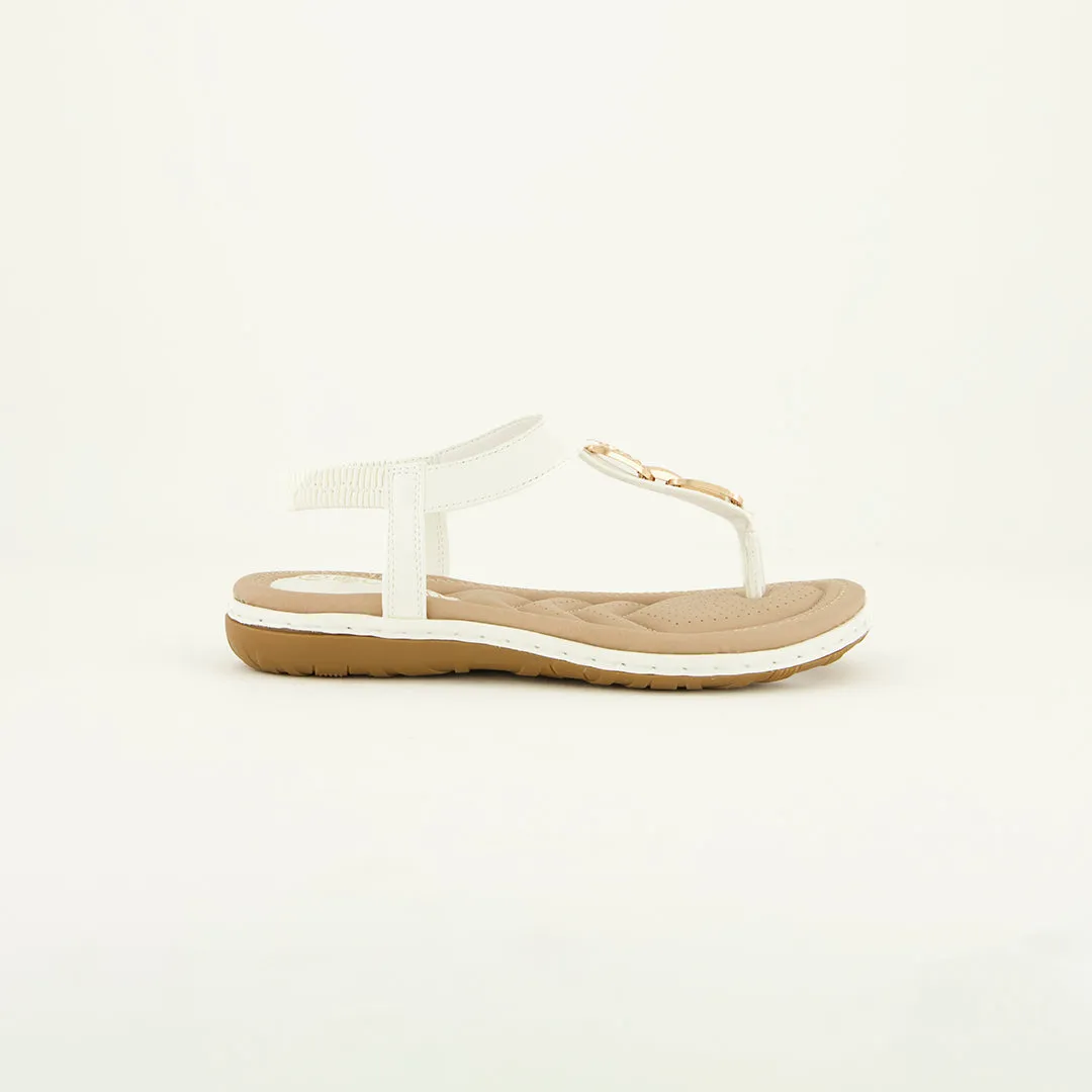 Comfort Thong Sandal.Gold Diamante Trim.