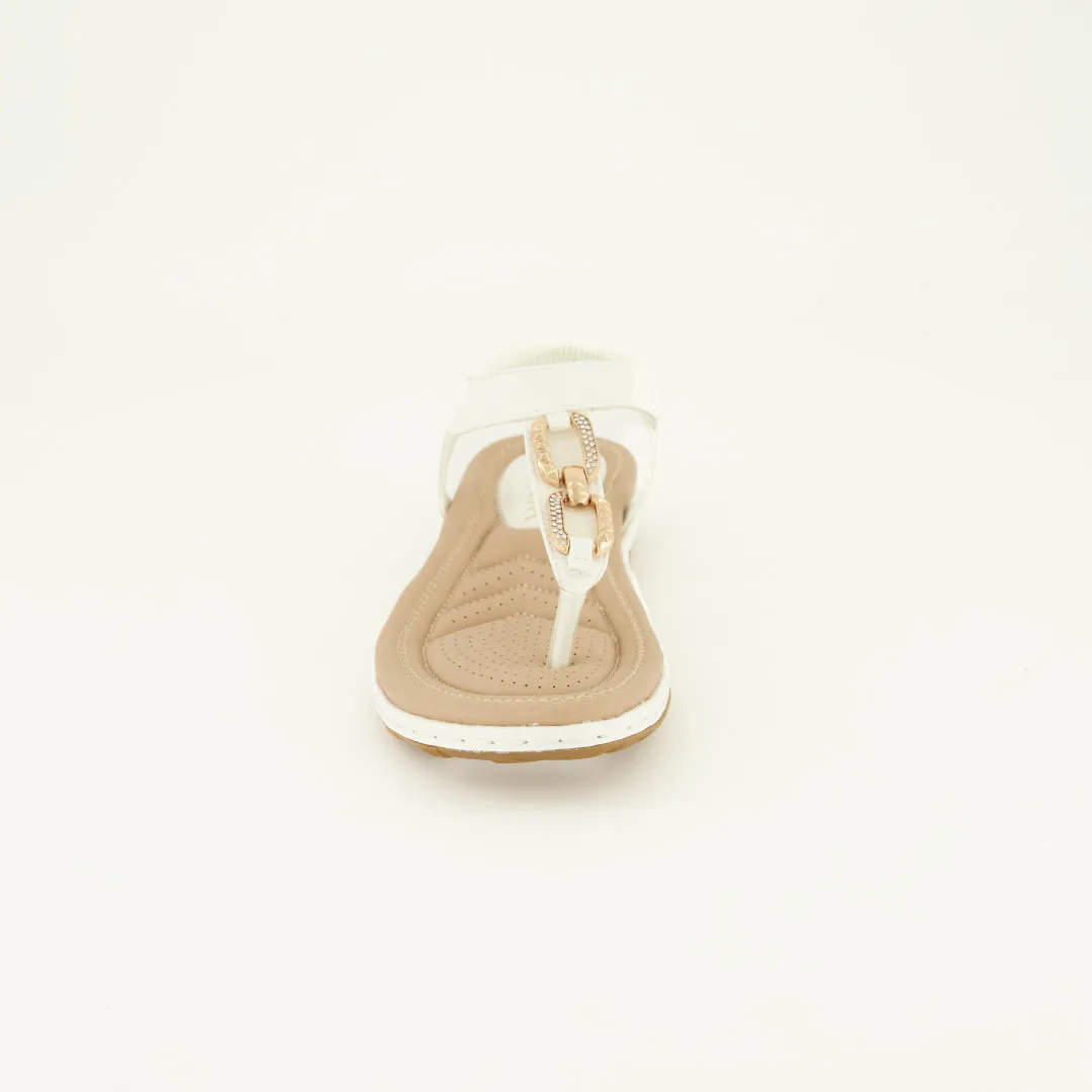 Comfort Thong Sandal.Gold Diamante Trim.