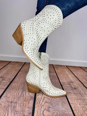 Corky's Footwear Lowlights Boot with Silver Studs - Ivory