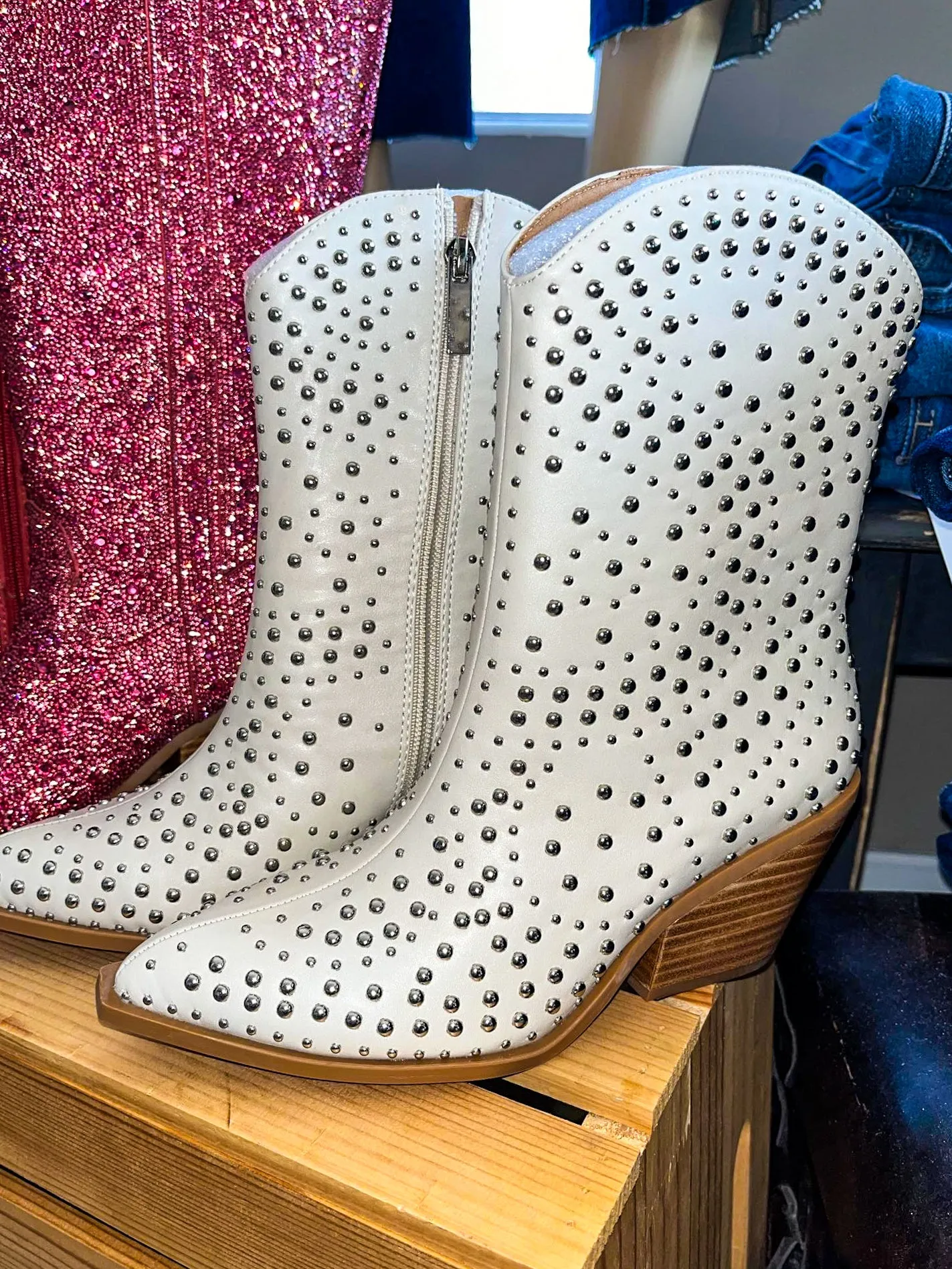 Corky's Footwear Lowlights Boot with Silver Studs - Ivory