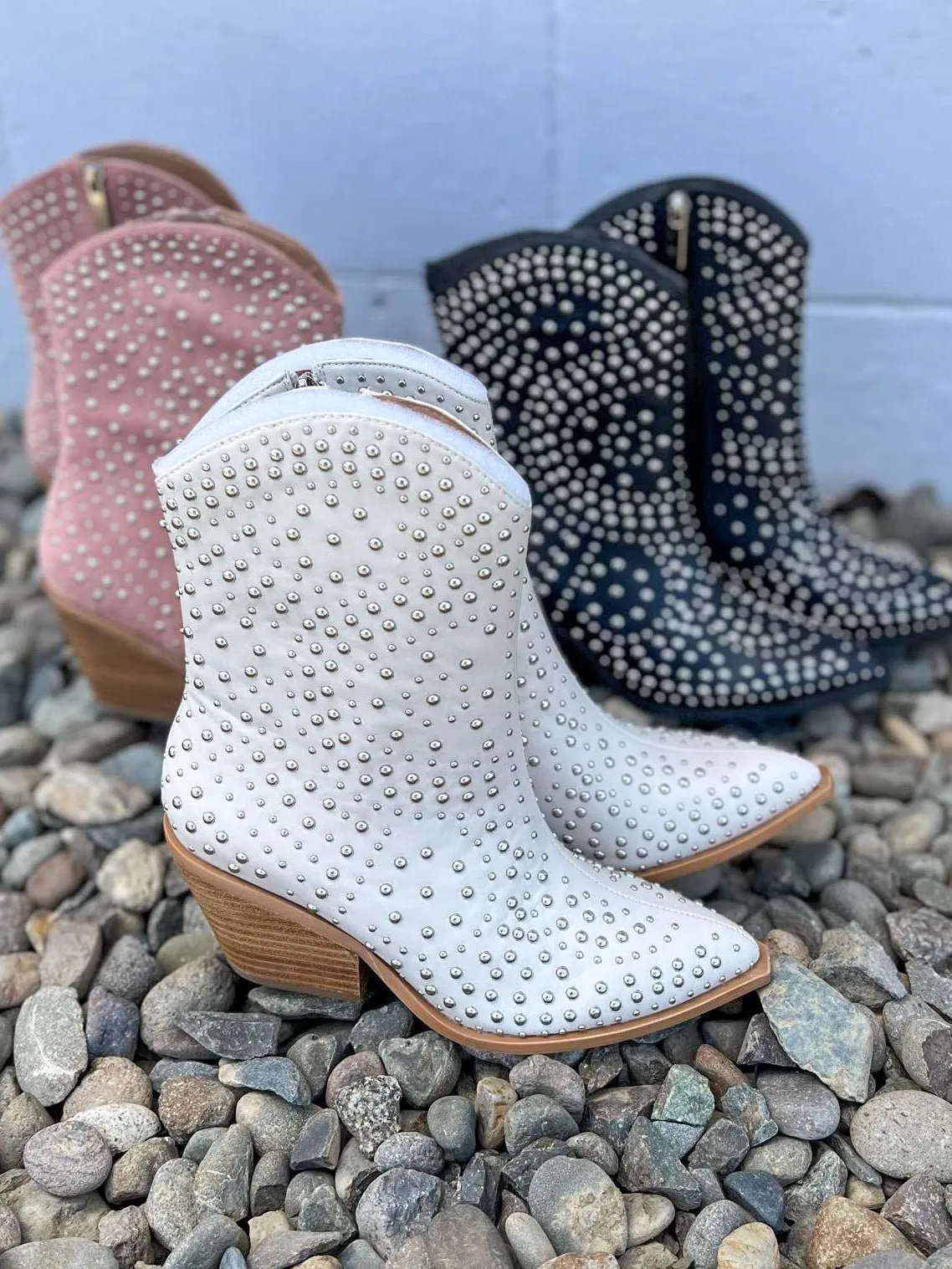 Corky's Footwear Lowlights Boot with Silver Studs - Ivory