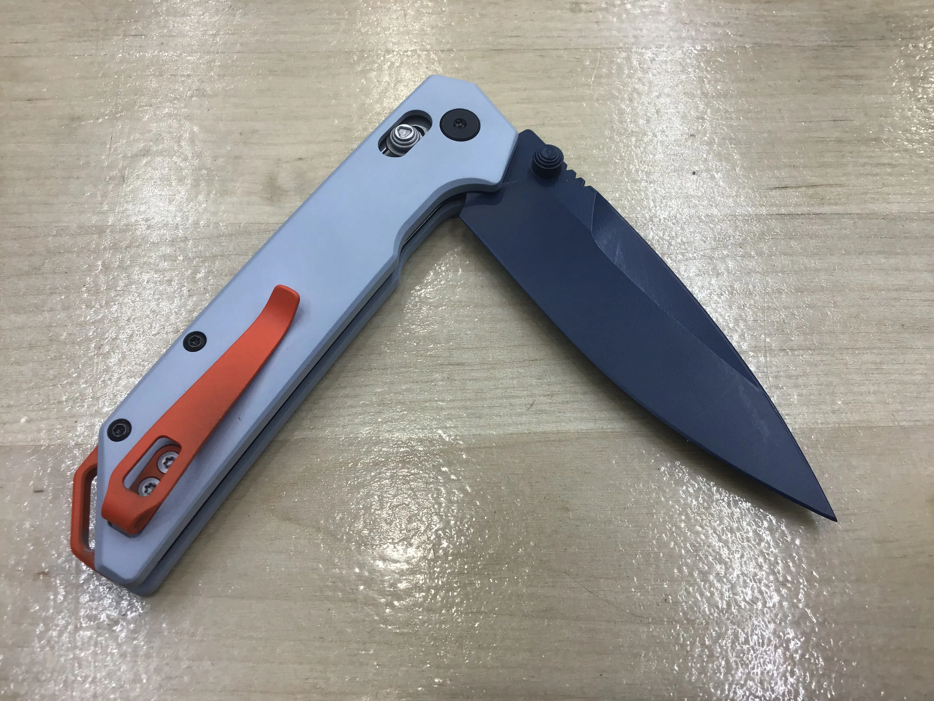 Custom Kershaw Iridium Astros 2010’s Theme D2 Blade Blue Cerakote Grey Cerakoted Aluminum Handle