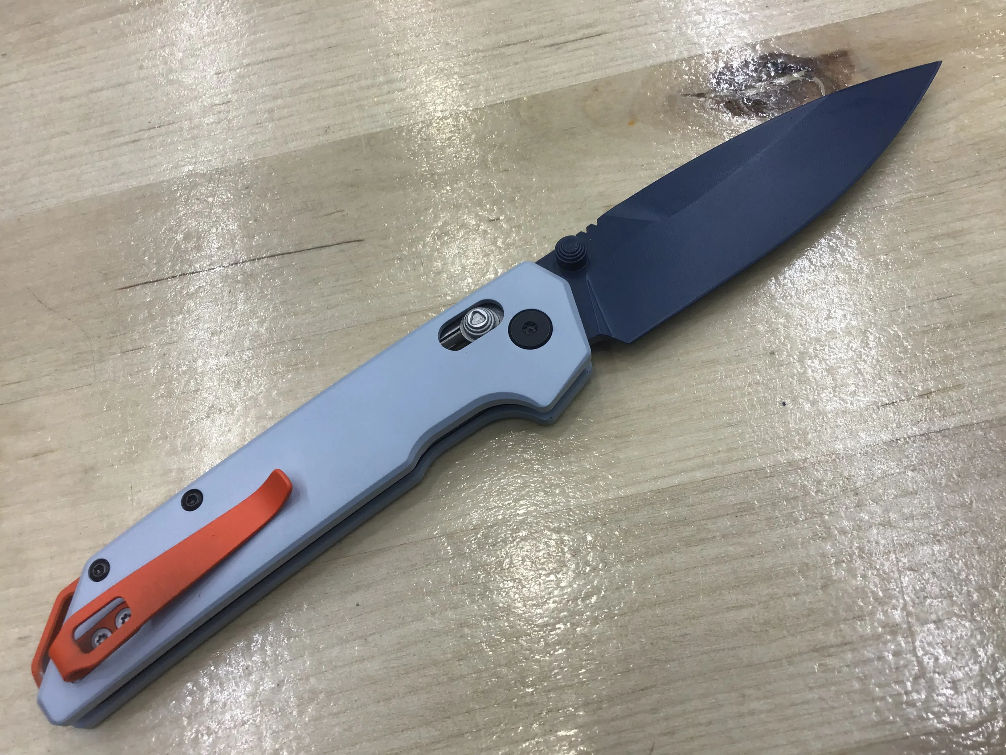 Custom Kershaw Iridium Astros 2010’s Theme D2 Blade Blue Cerakote Grey Cerakoted Aluminum Handle