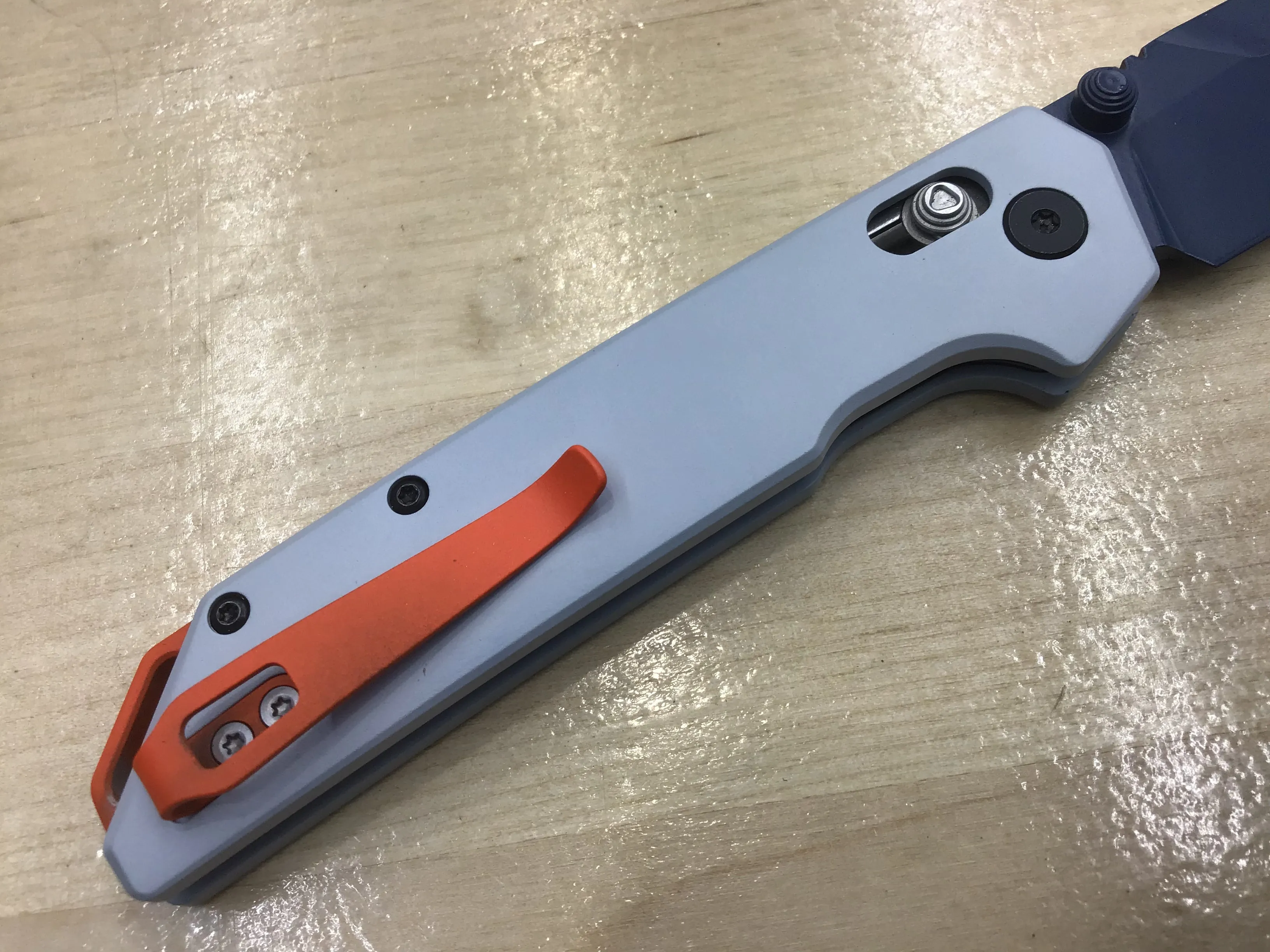 Custom Kershaw Iridium Astros 2010’s Theme D2 Blade Blue Cerakote Grey Cerakoted Aluminum Handle