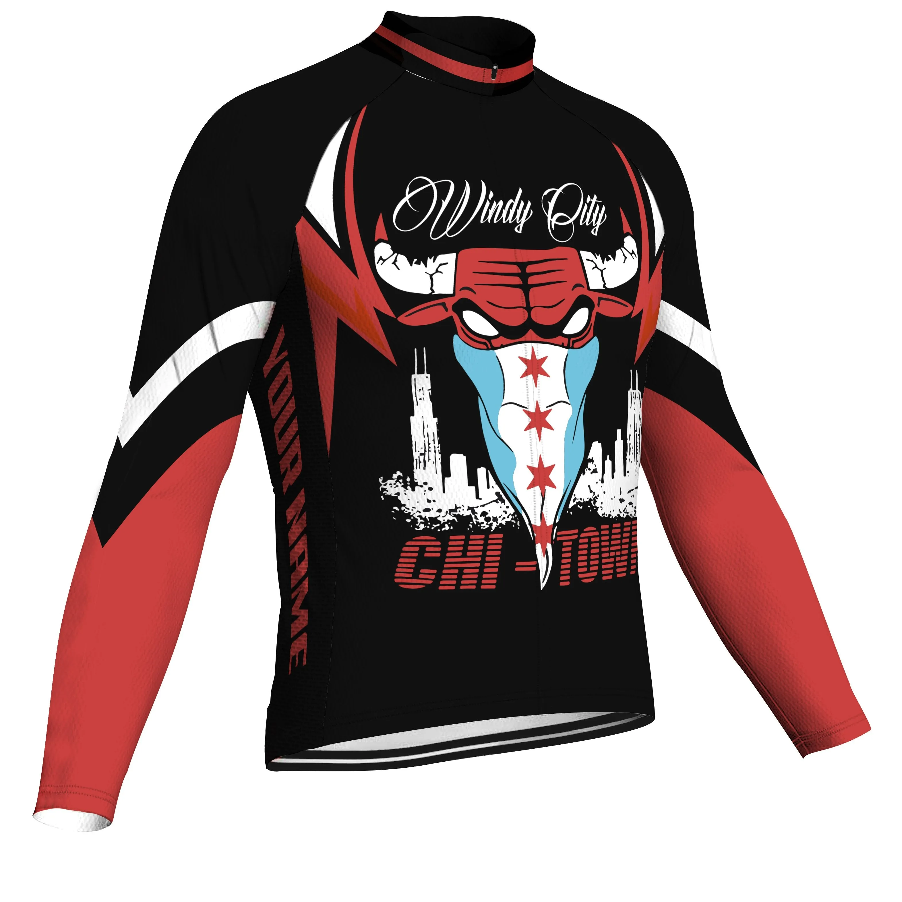 Customized Chicago Long Sleeve Cycling Jersey for Men