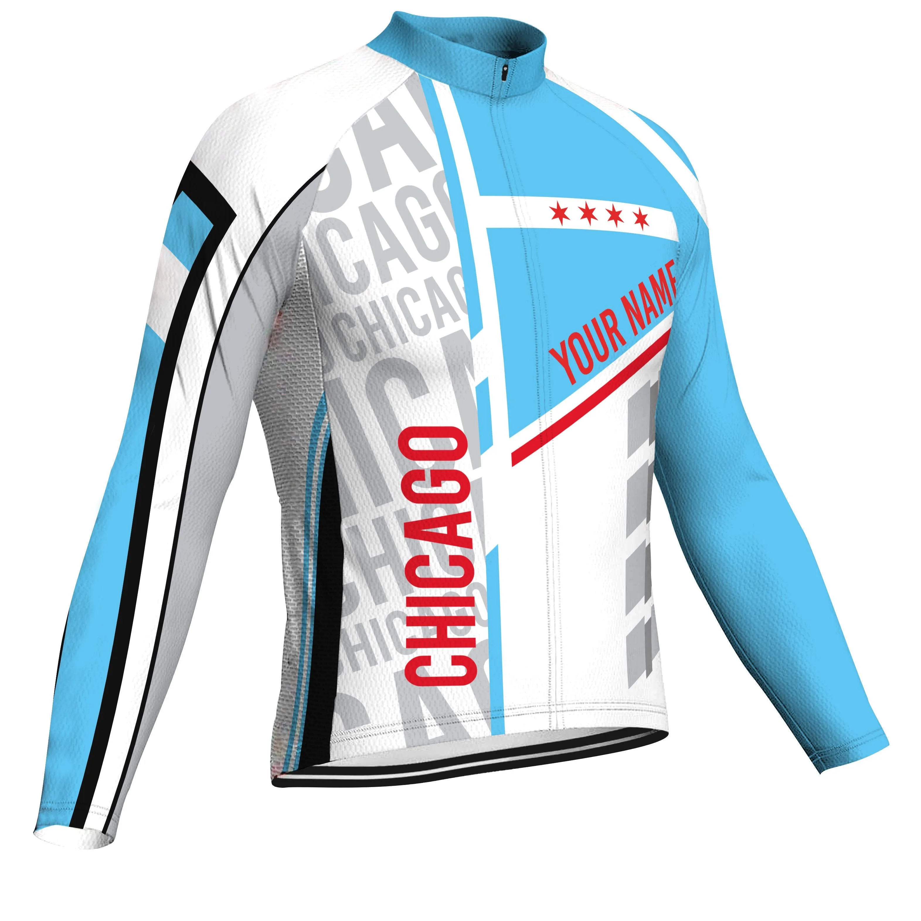 Customized Chicago Long Sleeve Cycling Jersey for Men