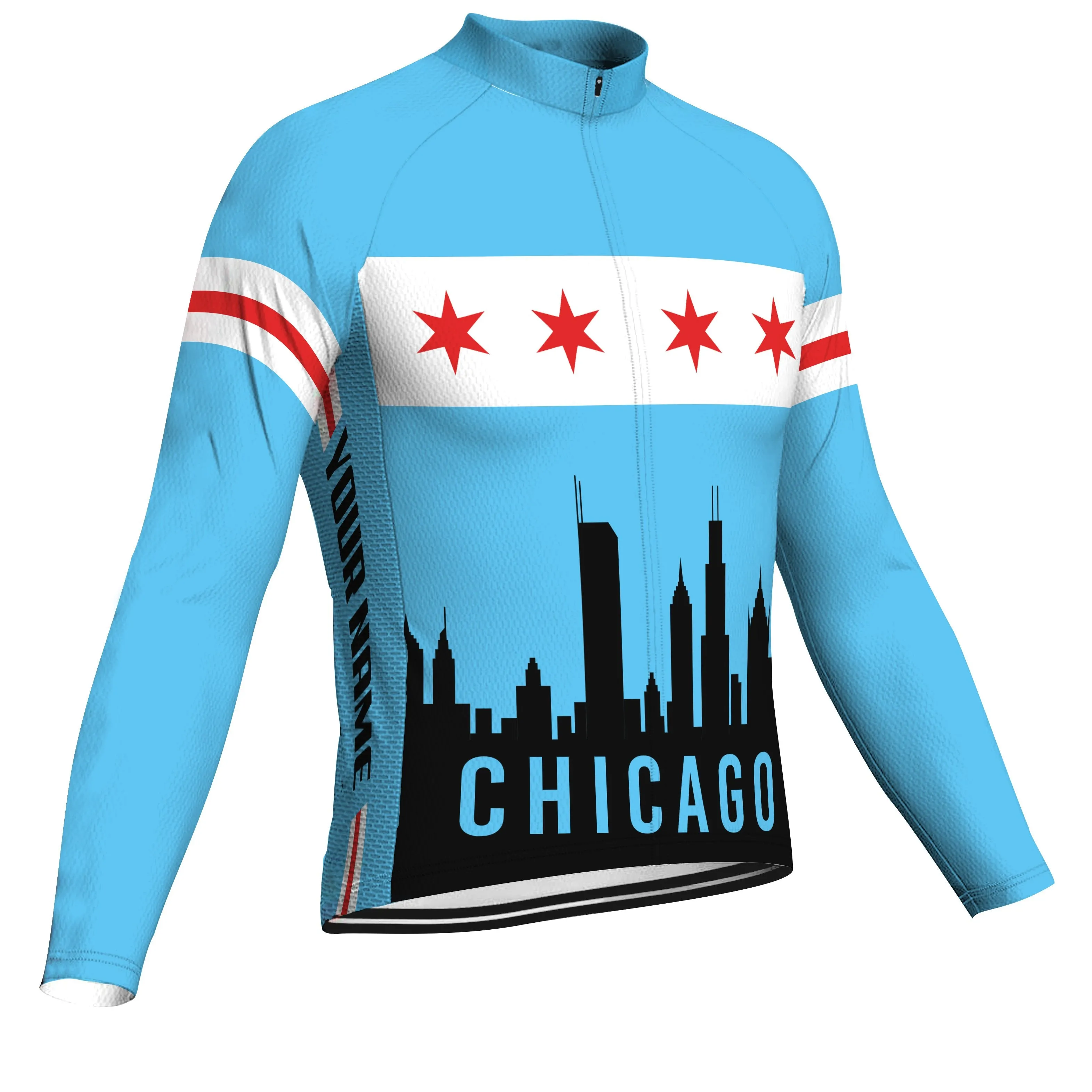 Customized Chicago Long Sleeve Cycling Jersey for Men