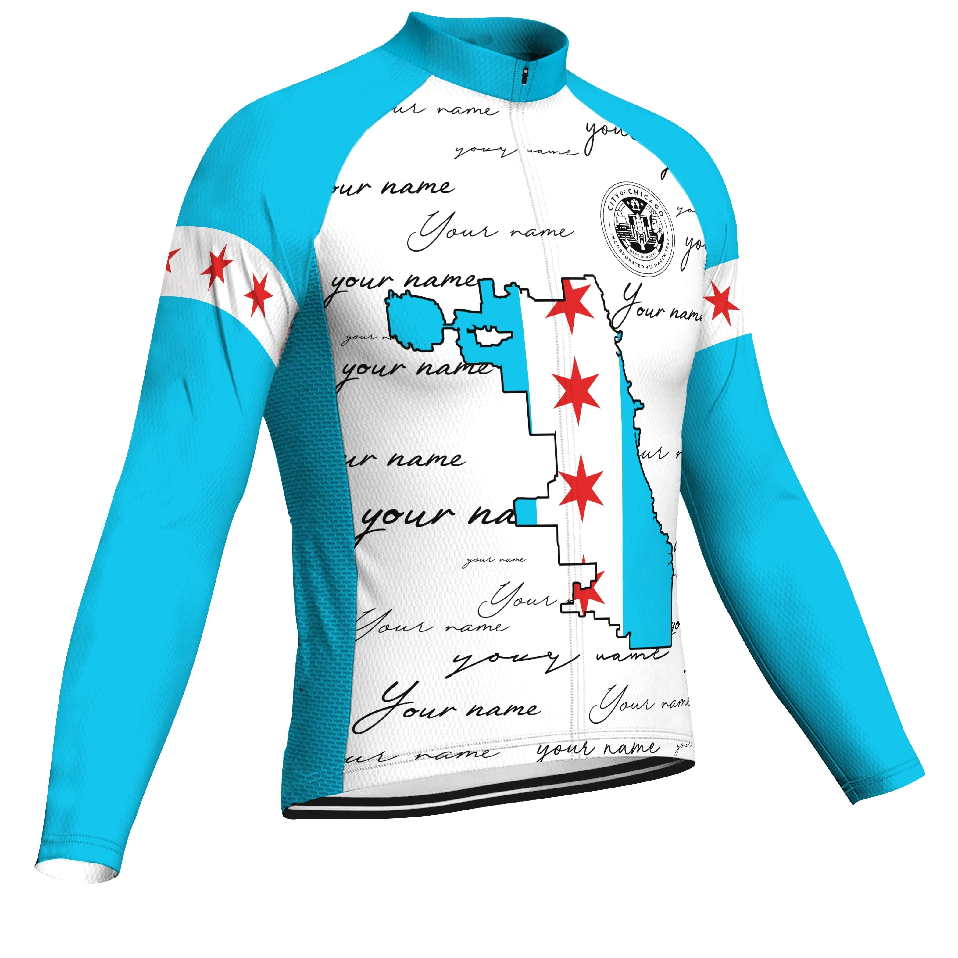 Customized Chicago Long Sleeve Cycling Jersey for Men
