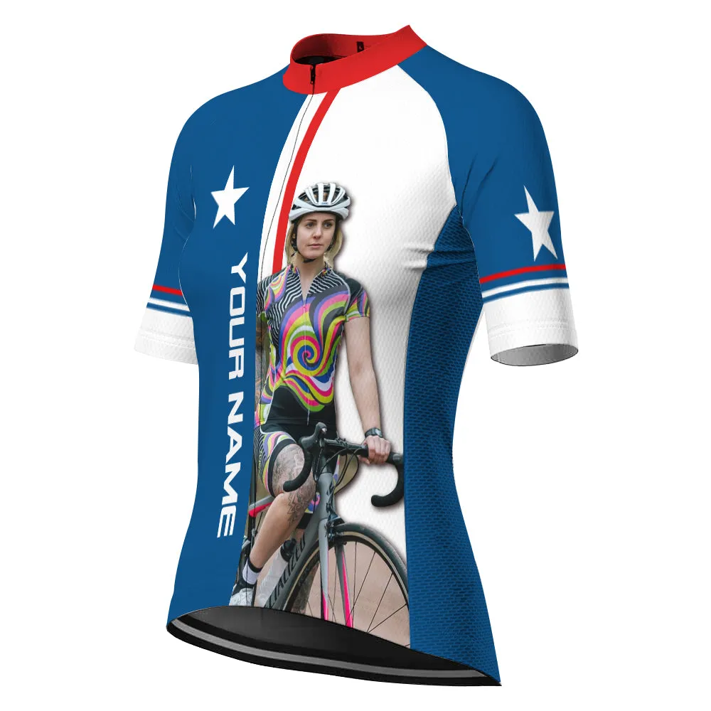 Customized Image Texas Short Sleeve Cycling Jersey for Women