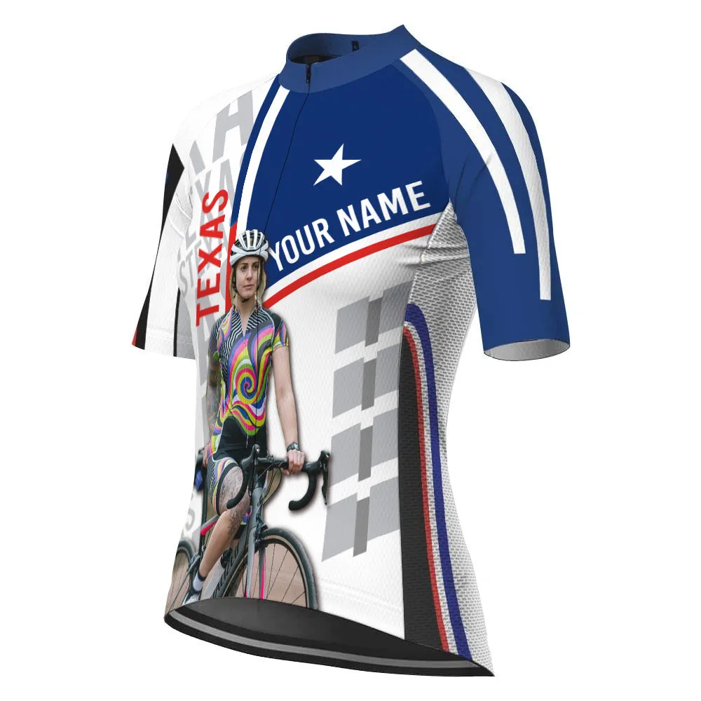 Customized Image Texas Short Sleeve Cycling Jersey for Women