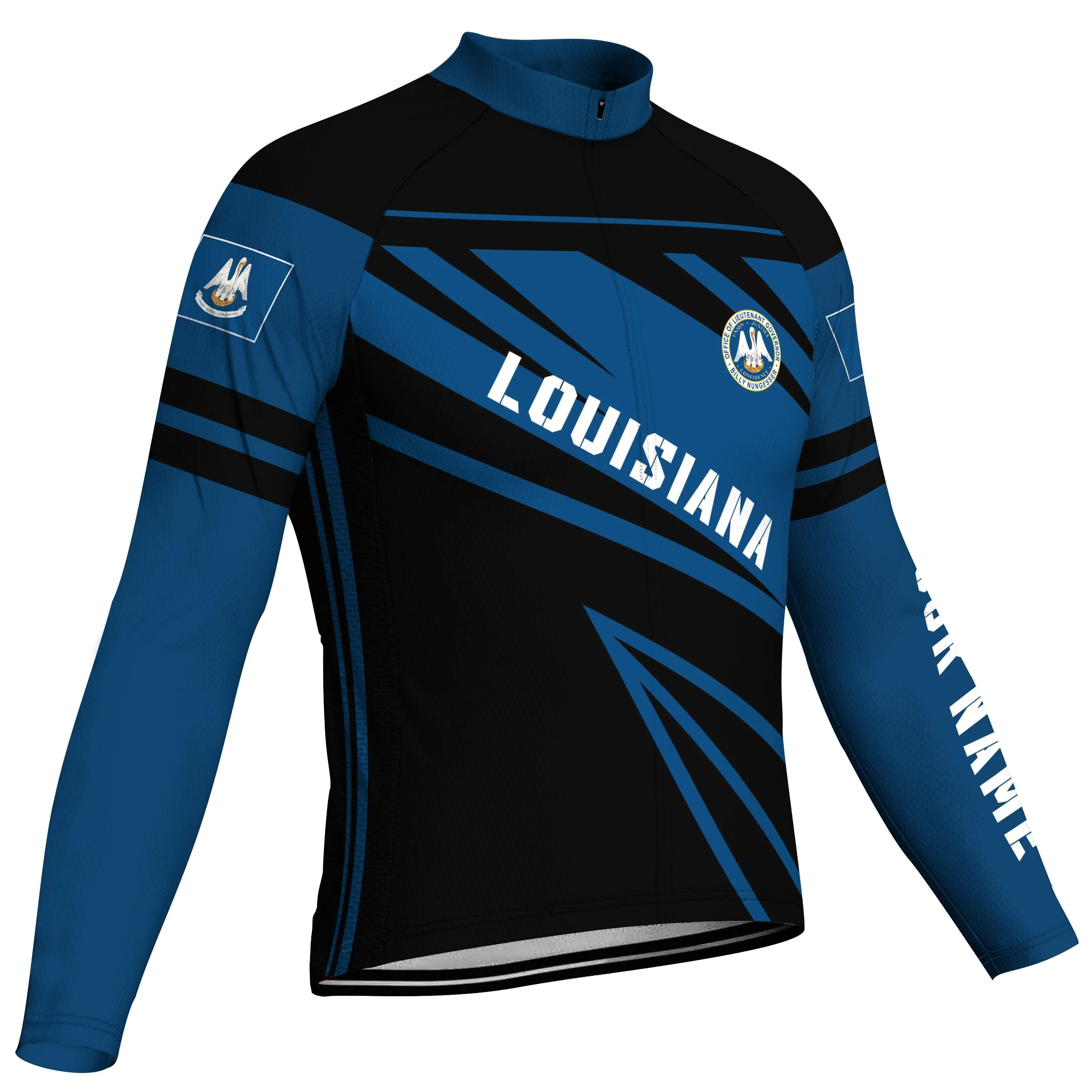 Customized Louisiana Winter Thermal Fleece Long Sleeve Cycling Jersey for Men