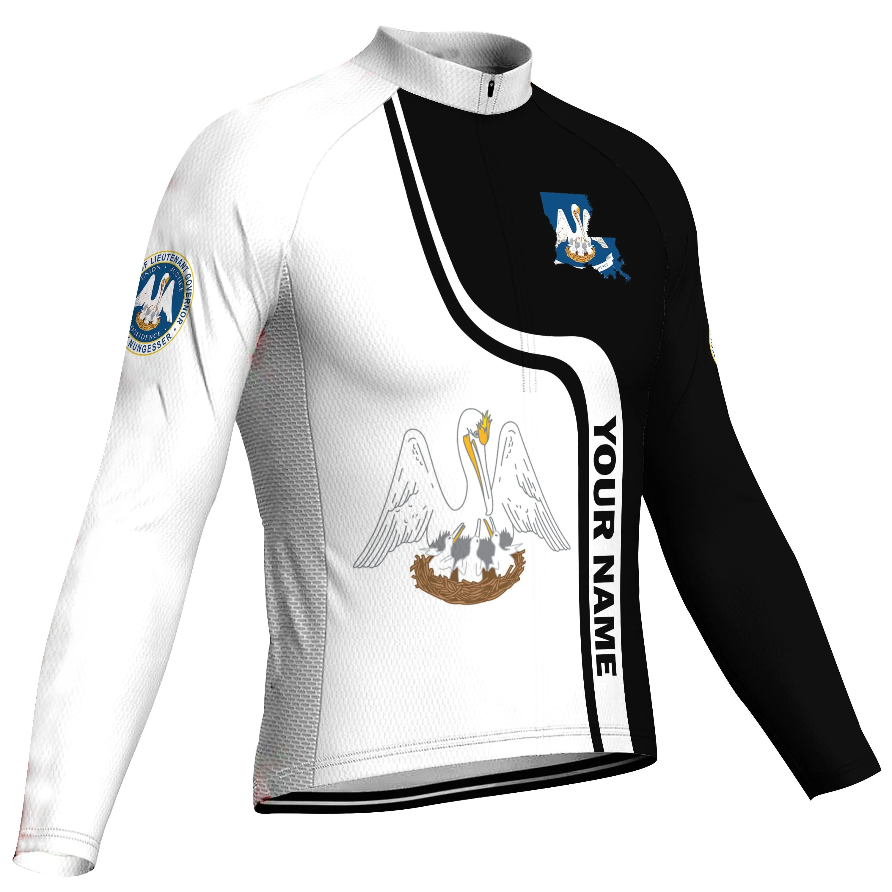 Customized Louisiana Winter Thermal Fleece Long Sleeve Cycling Jersey for Men