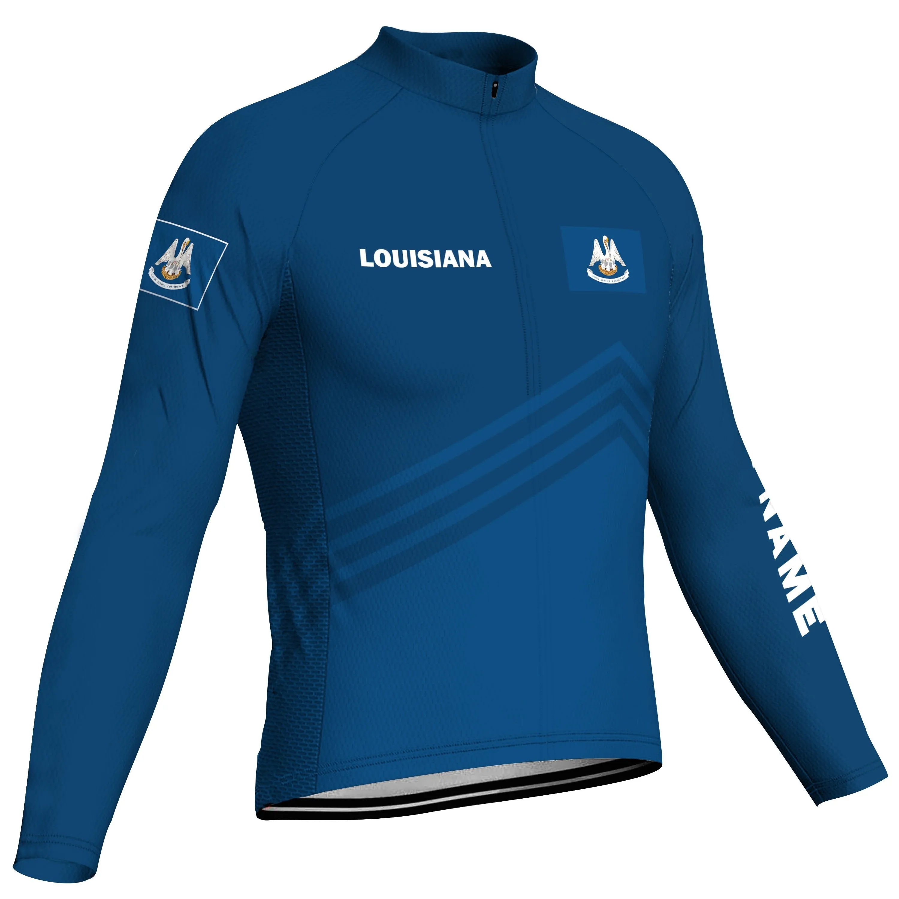 Customized Louisiana Winter Thermal Fleece Long Sleeve Cycling Jersey for Men