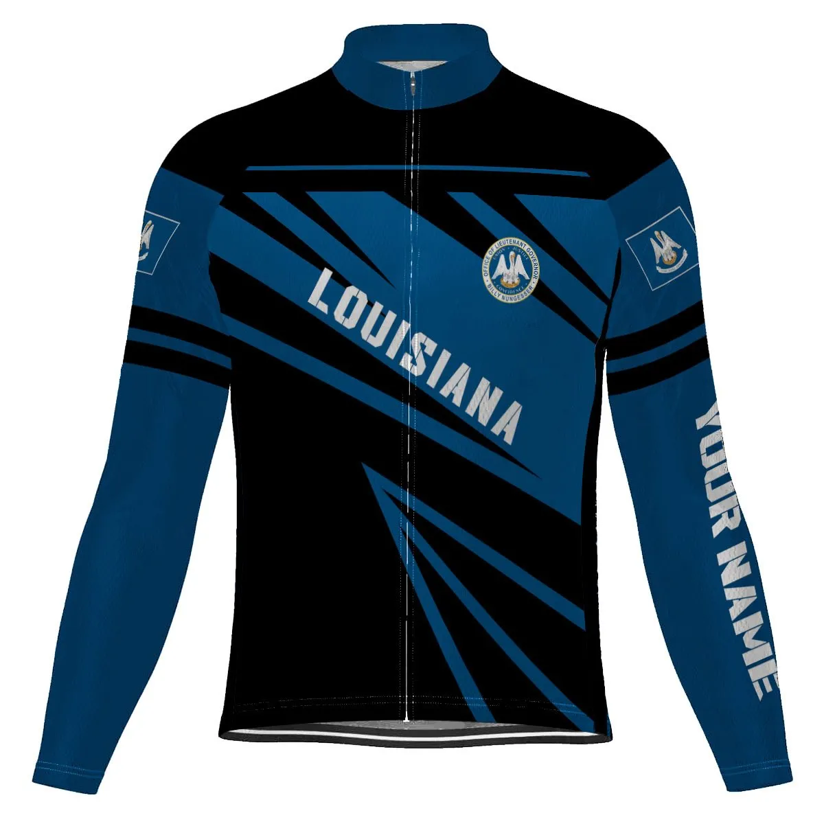 Customized Louisiana Winter Thermal Fleece Long Sleeve Cycling Jersey for Men