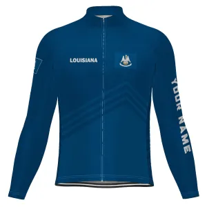 Customized Louisiana Winter Thermal Fleece Long Sleeve Cycling Jersey for Men
