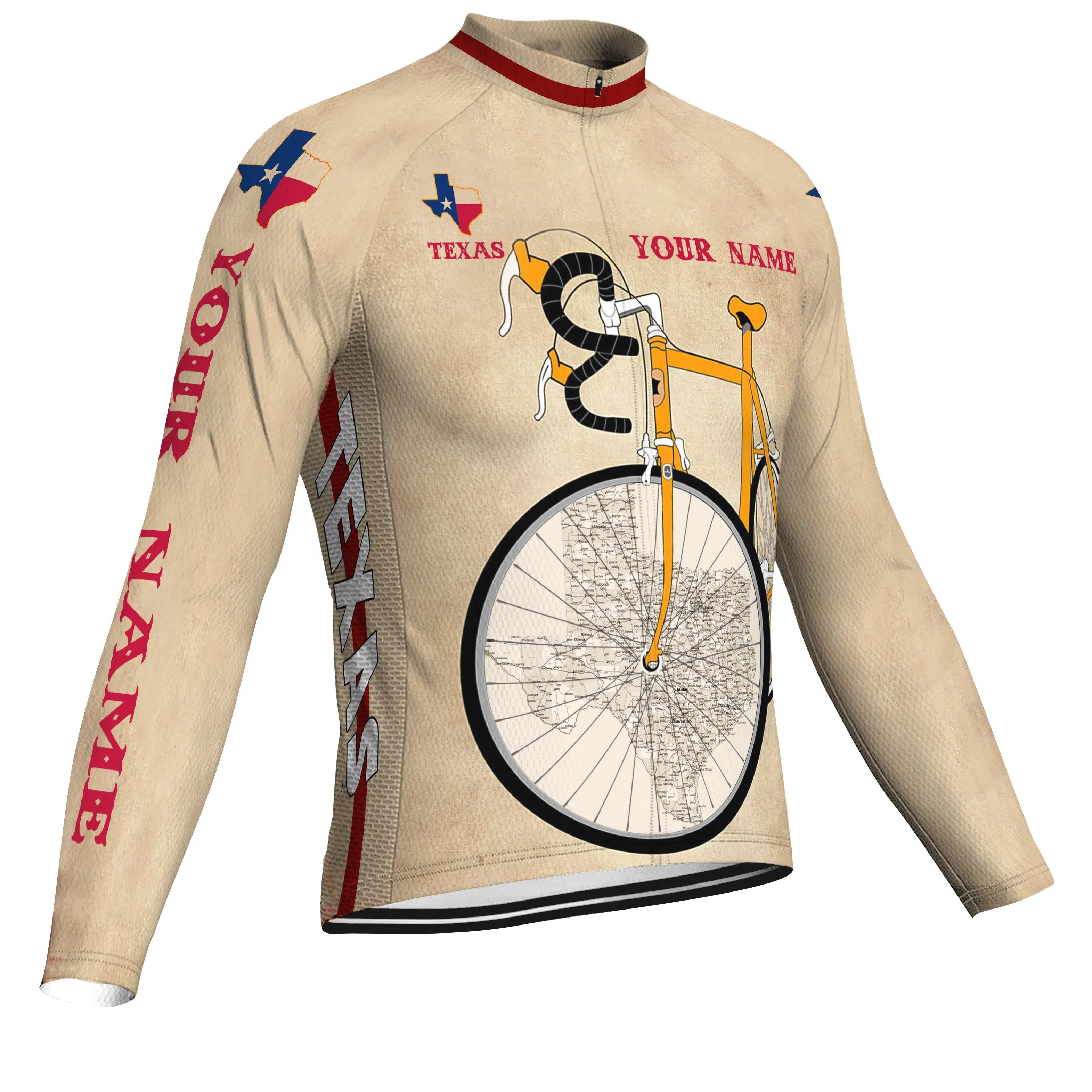 Customized Texas Long Sleeve Cycling Jersey for Men