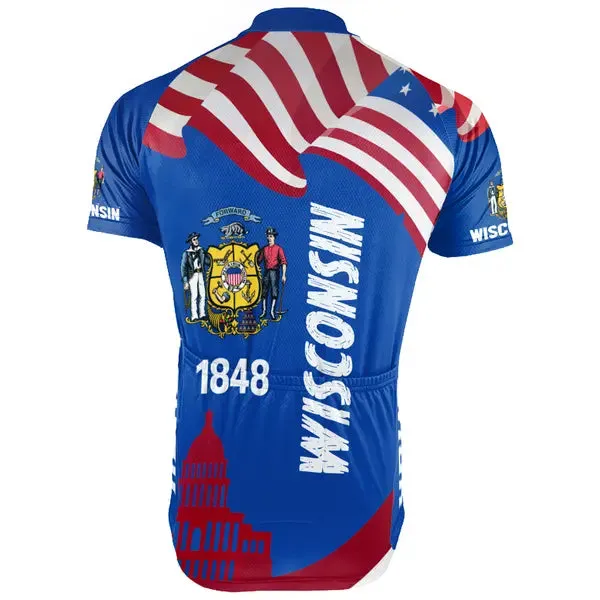 Customized Wisconsin Short Sleeve Cycling Jersey for Men