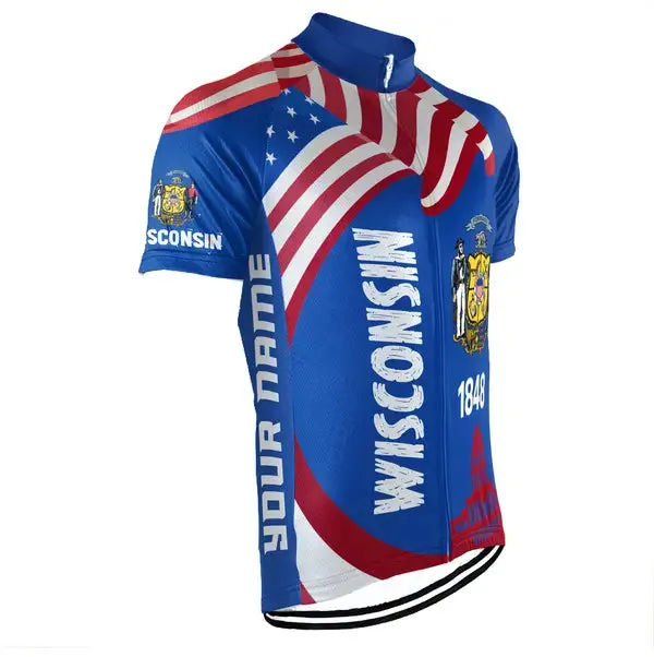 Customized Wisconsin Short Sleeve Cycling Jersey for Men