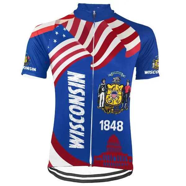 Customized Wisconsin Short Sleeve Cycling Jersey for Men