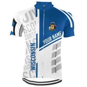Customized Wisconsin Winter Thermal Fleece Short Sleeve Cycling Jersey for Men