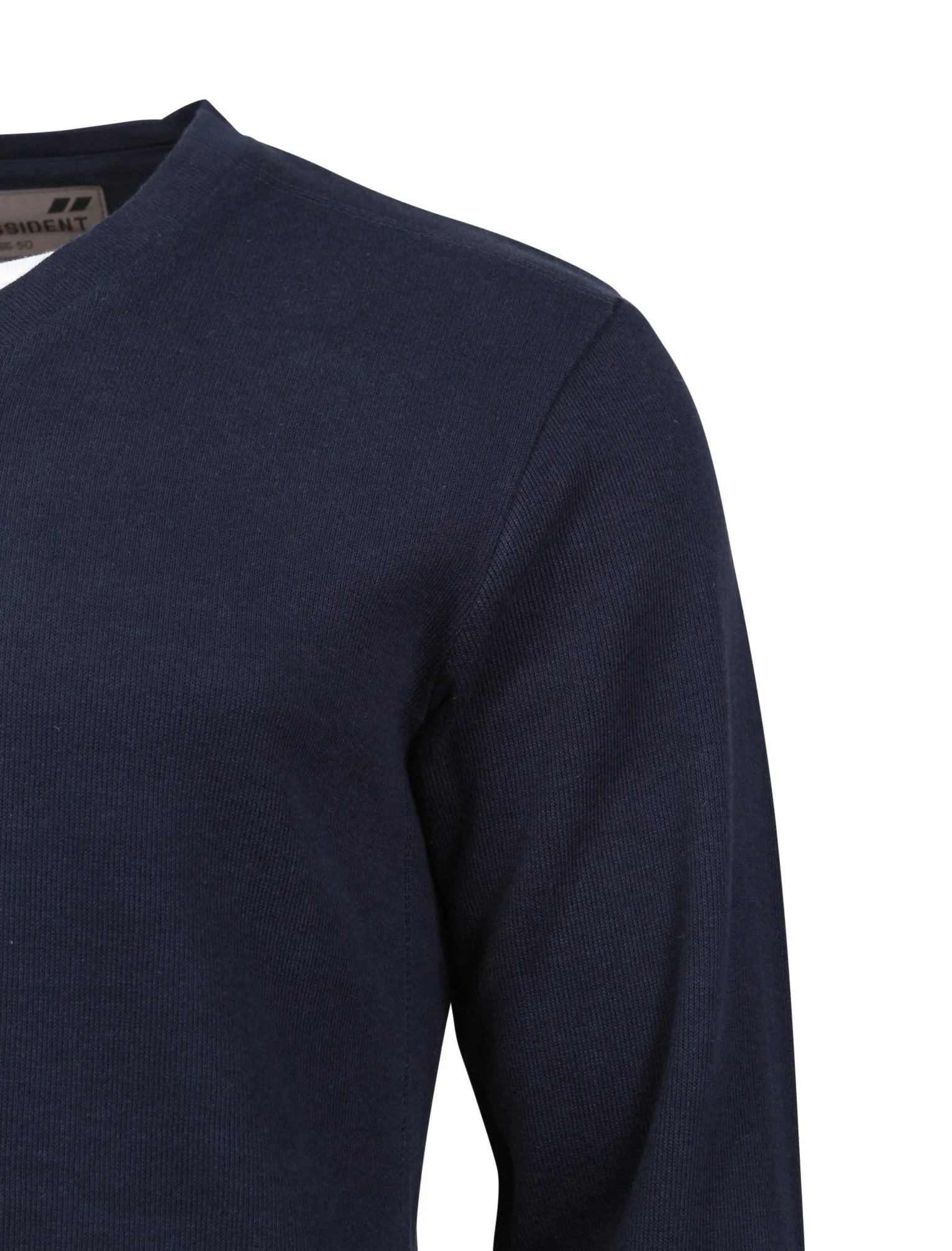 Cyril V Neck Mock Insert Cotton Ribbed Top in Navy - Dissident