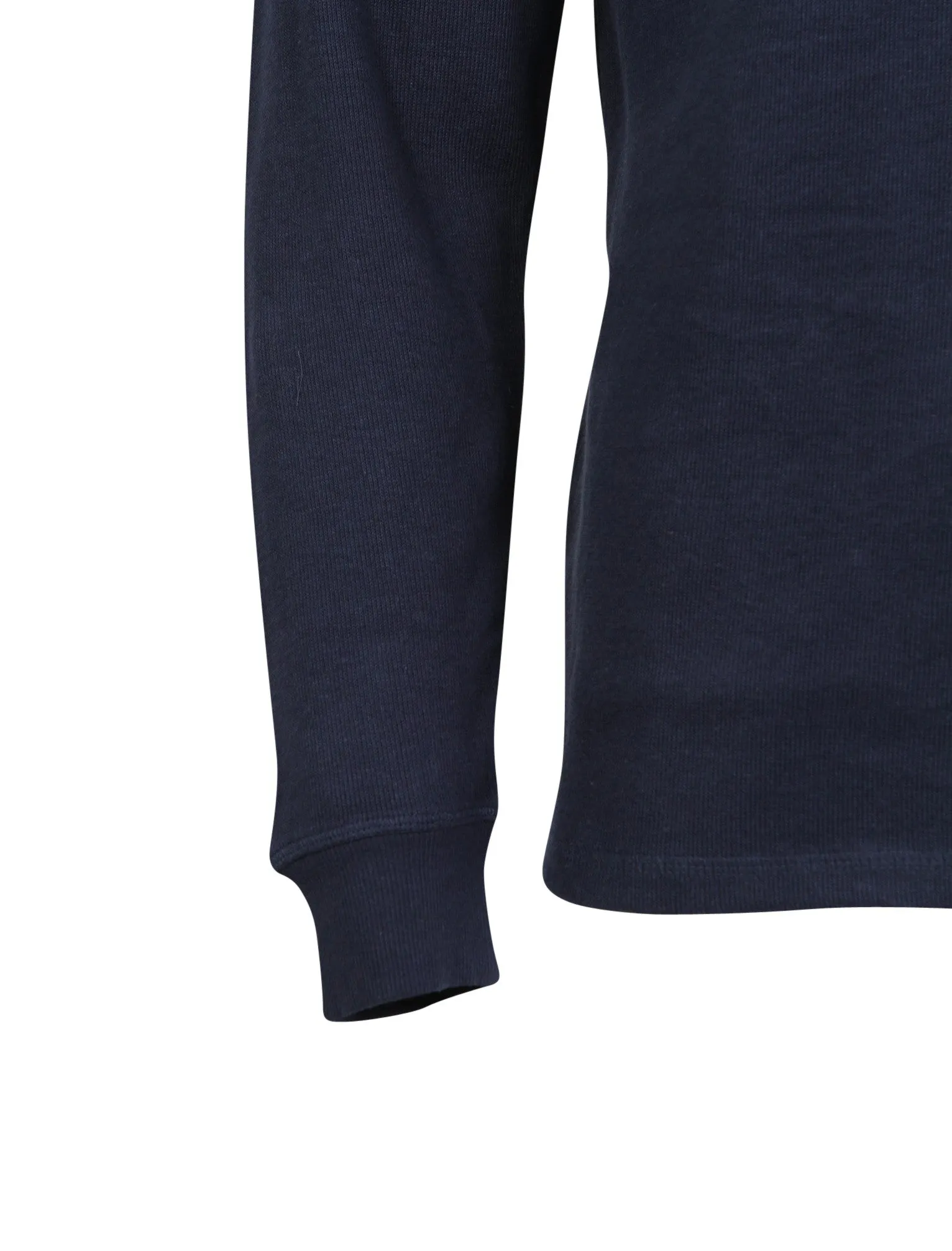 Cyril V Neck Mock Insert Cotton Ribbed Top in Navy - Dissident